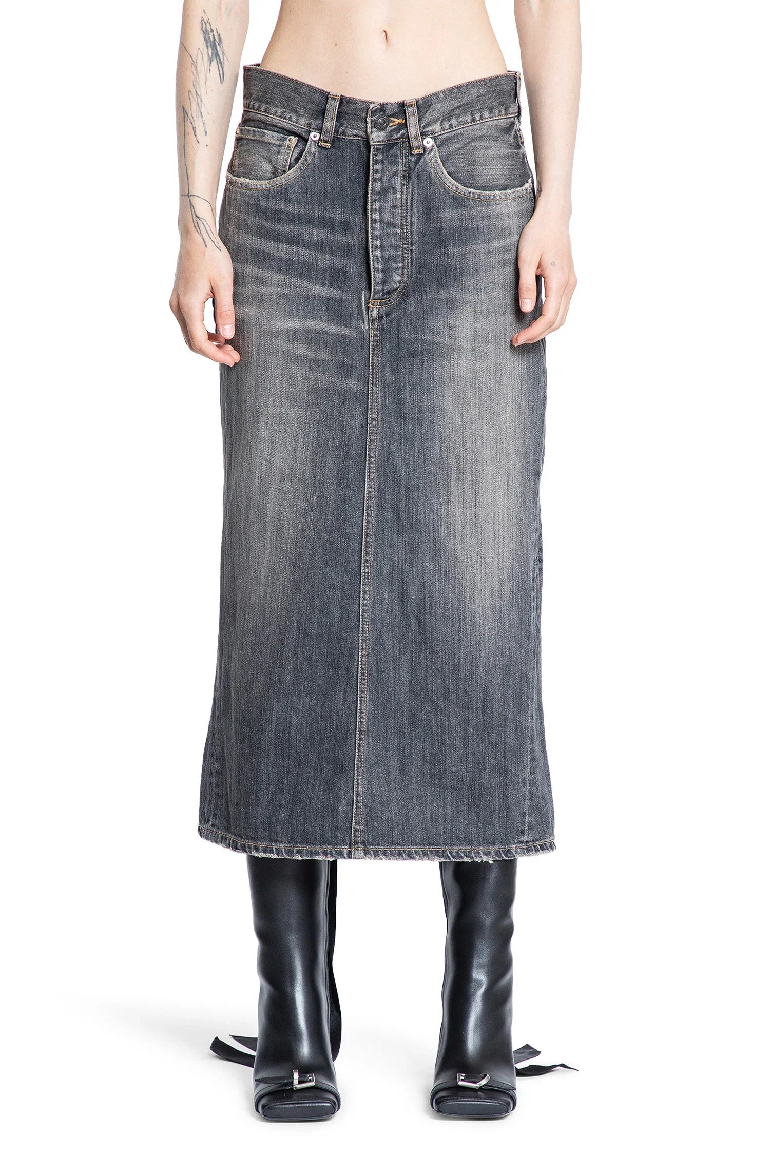 Оригінальна Lace-Up Skirt In Denim Balenciaga – вид ззаду
