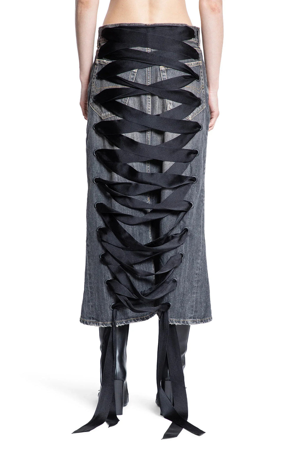 Оригінальна Lace-Up Skirt In Denim Balenciaga – збільшений вид