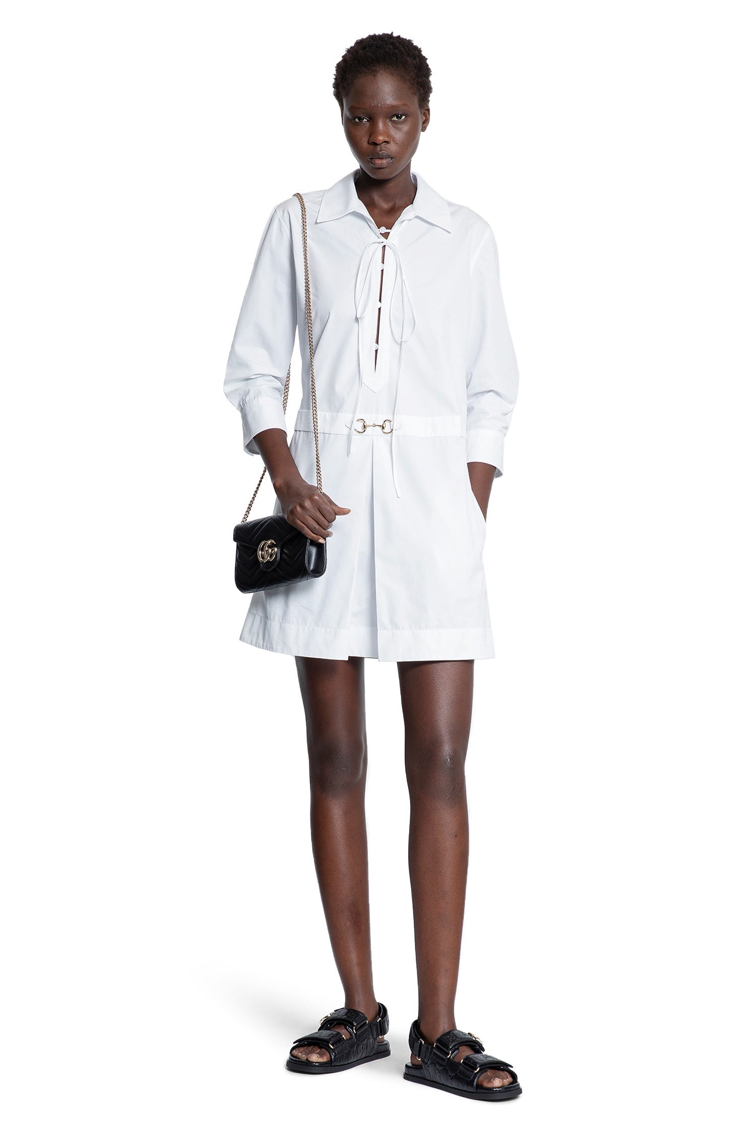 Оригінальна Cotton Poplin Horsebit Shirt Dress Gucci – боковий вид