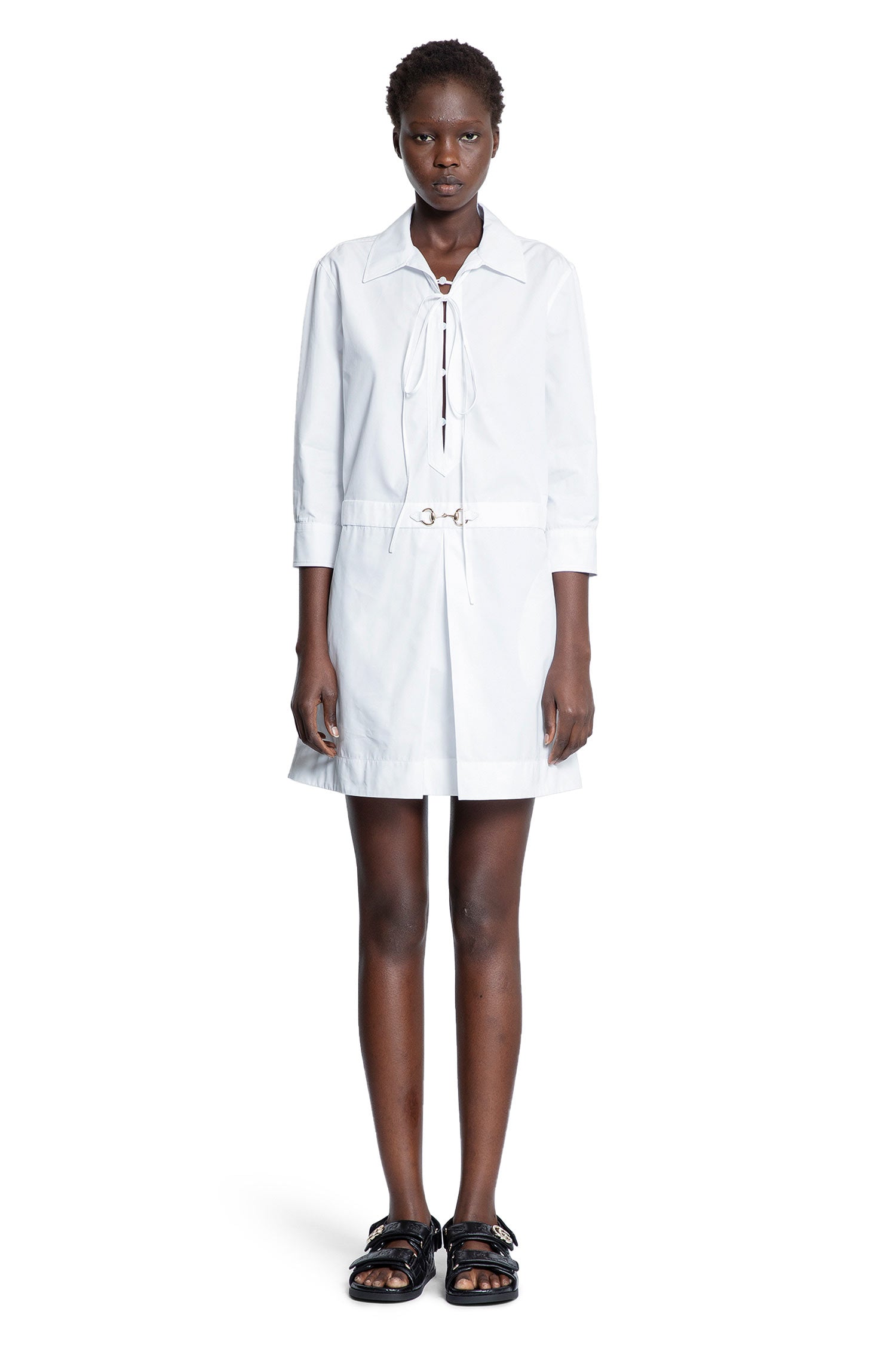 Оригінальна Cotton Poplin Horsebit Shirt Dress Gucci – вид ззаду