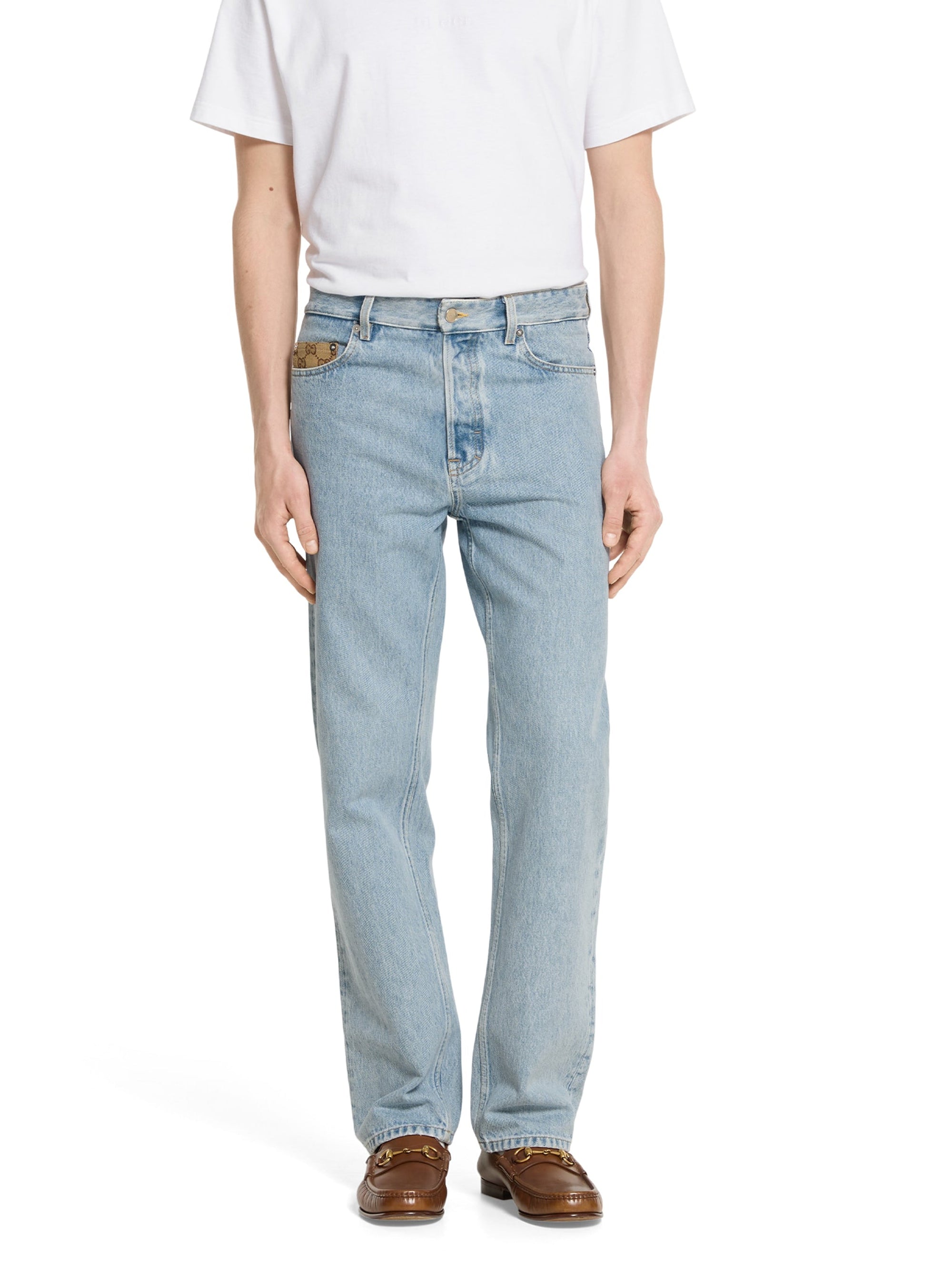 Denim pant with GG insert GUCCI оригінал – Купити в Україні – детальний вид