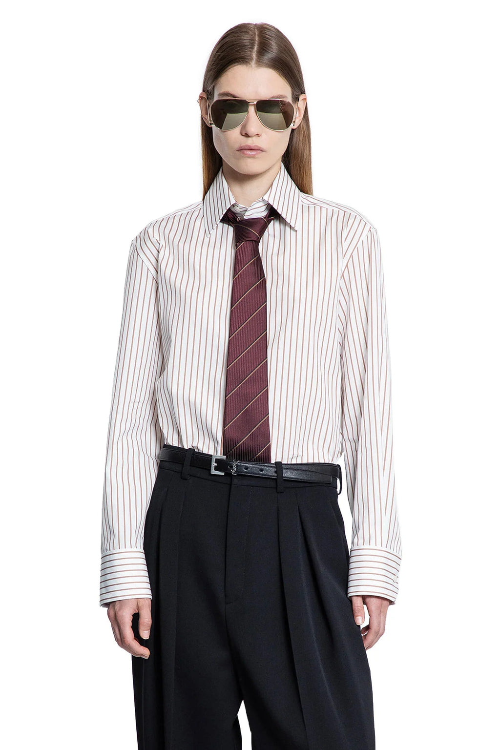 Оригінальна Shirt In Striped Cotton Poplin Saint laurent – боковий вид