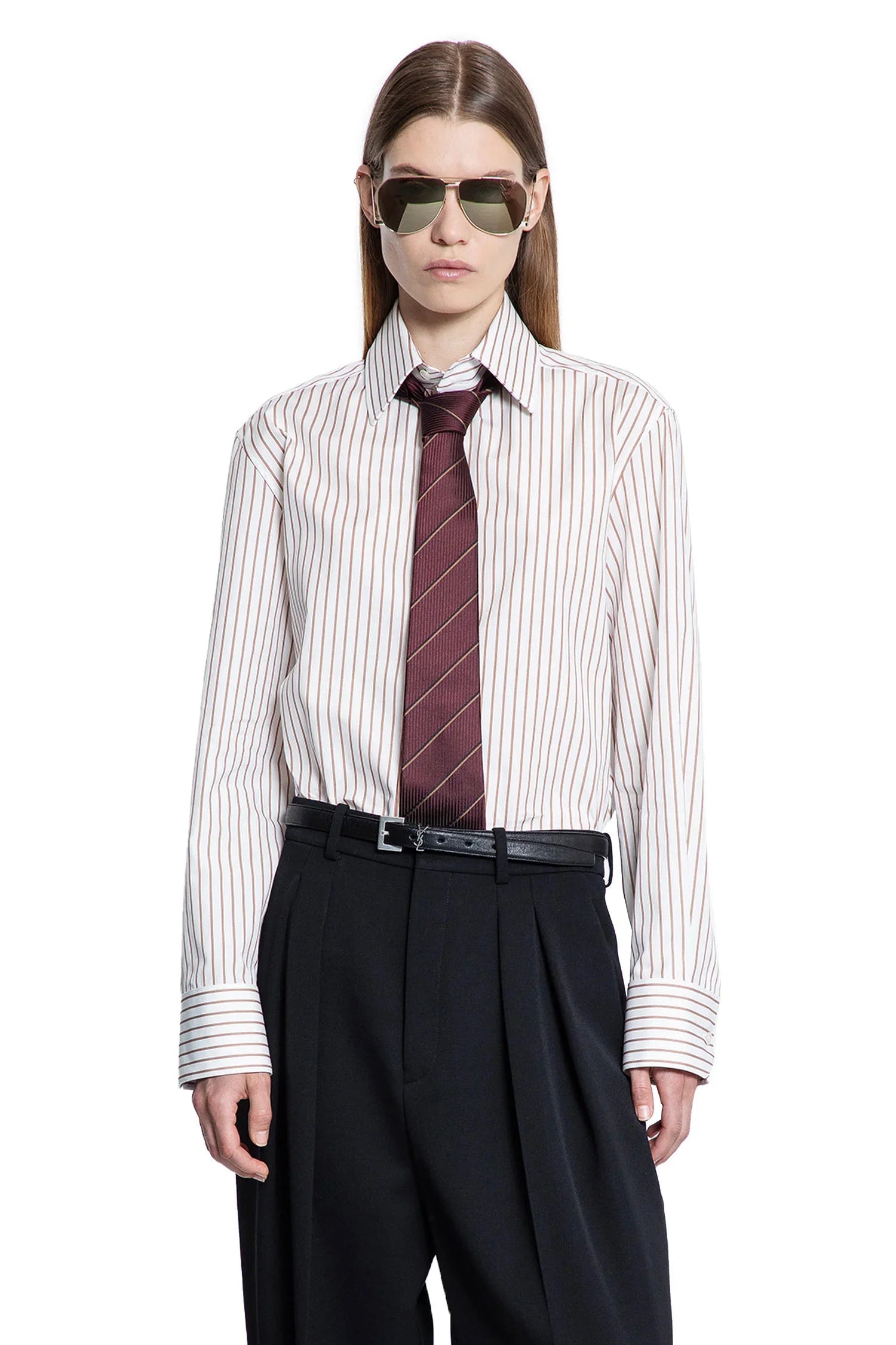 Оригінальна Shirt In Striped Cotton Poplin Saint laurent – боковий вид