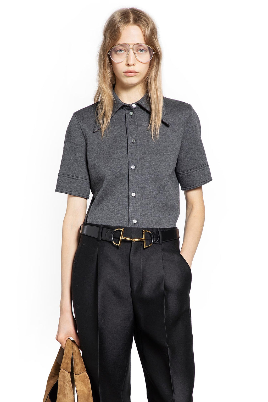 Wool Cotton Jersey Short Sleeve Shirt Gucci – Гарантія оригінальності – боковий вид