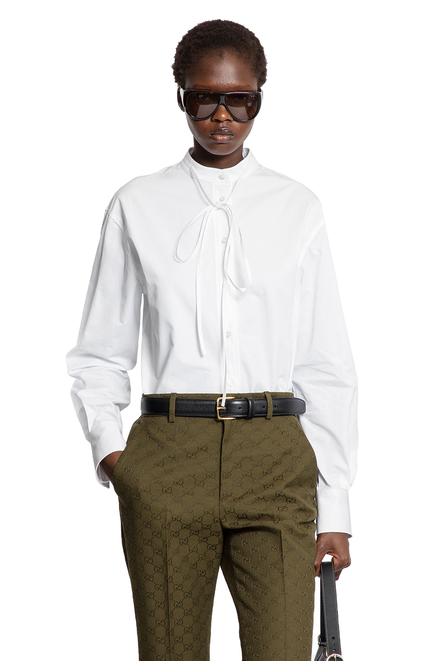 Half-Button Shirt In Heavy Cotton Poplin Gucci оригінал – Купити в Україні – боковий вид