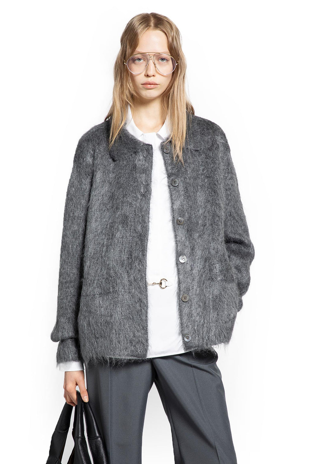 Brushed Extra Fine Mohair Cardigan Gucci оригінал – Купити в Україні – боковий вид