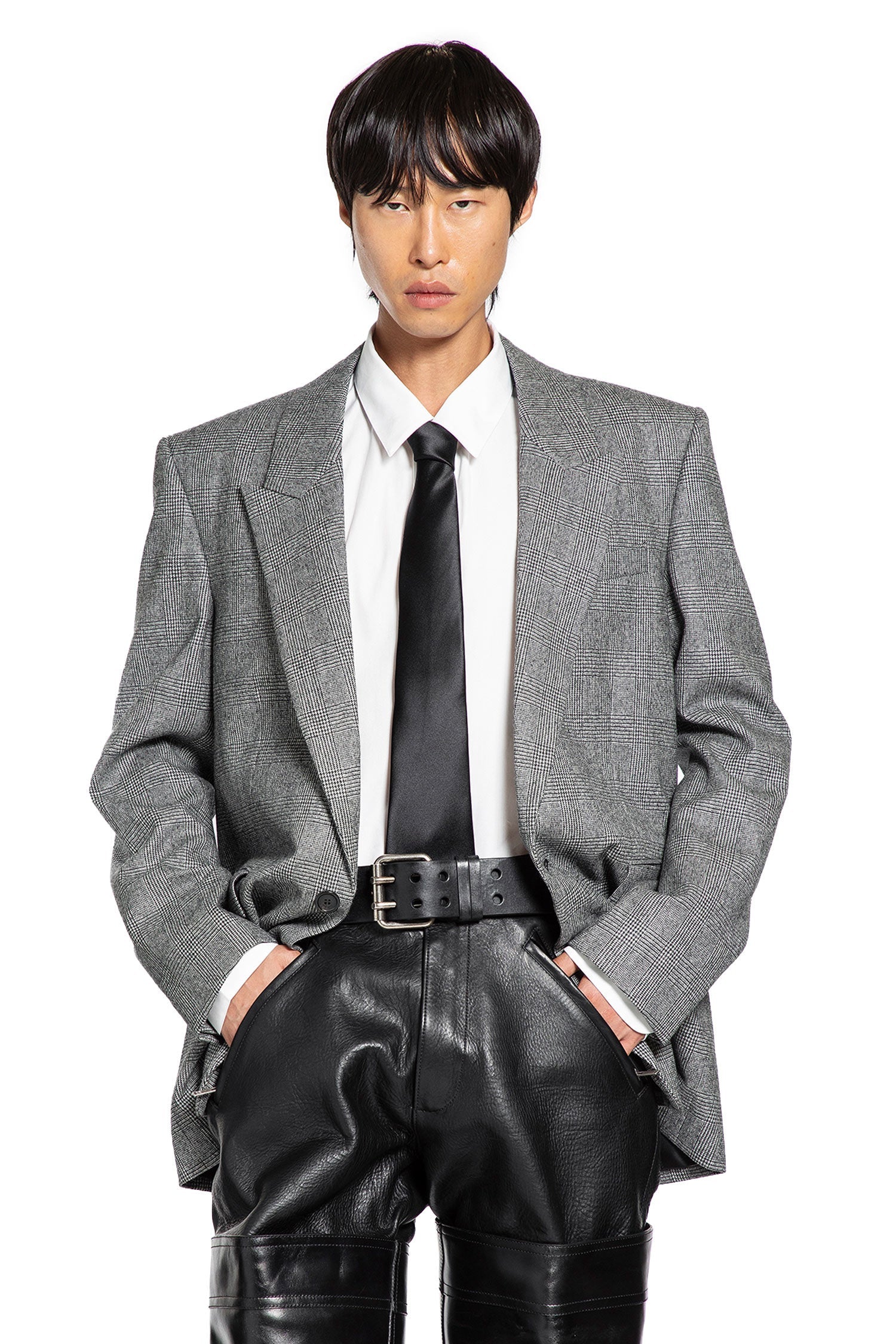 Blazer In Prince Of Wales Wool Flannel Saint laurent – Гарантія оригінальності – боковий вид - SAINT LAURENT