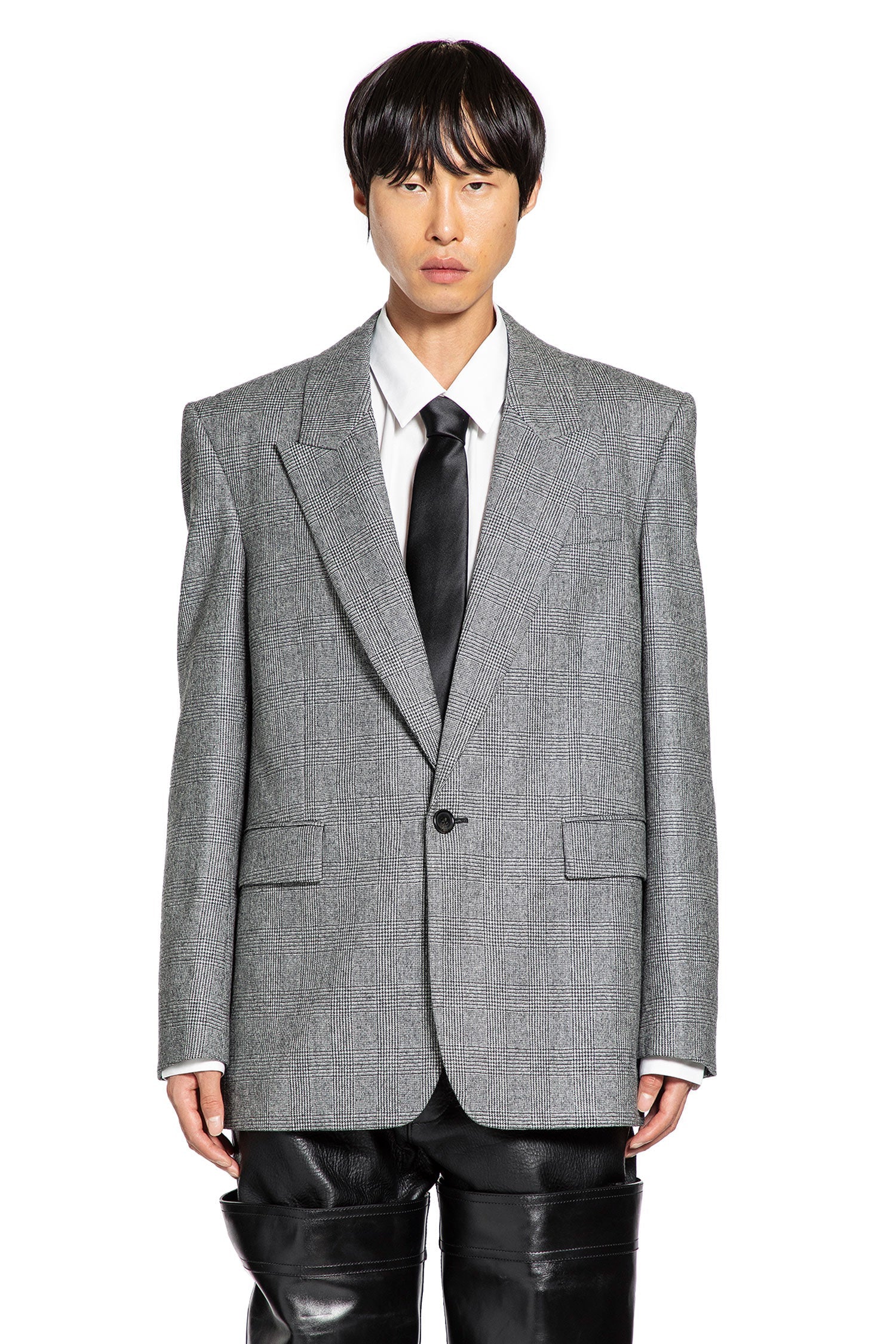 Blazer In Prince Of Wales Wool Flannel Saint laurent – Гарантія оригінальності – вид ззаду - SAINT LAURENT