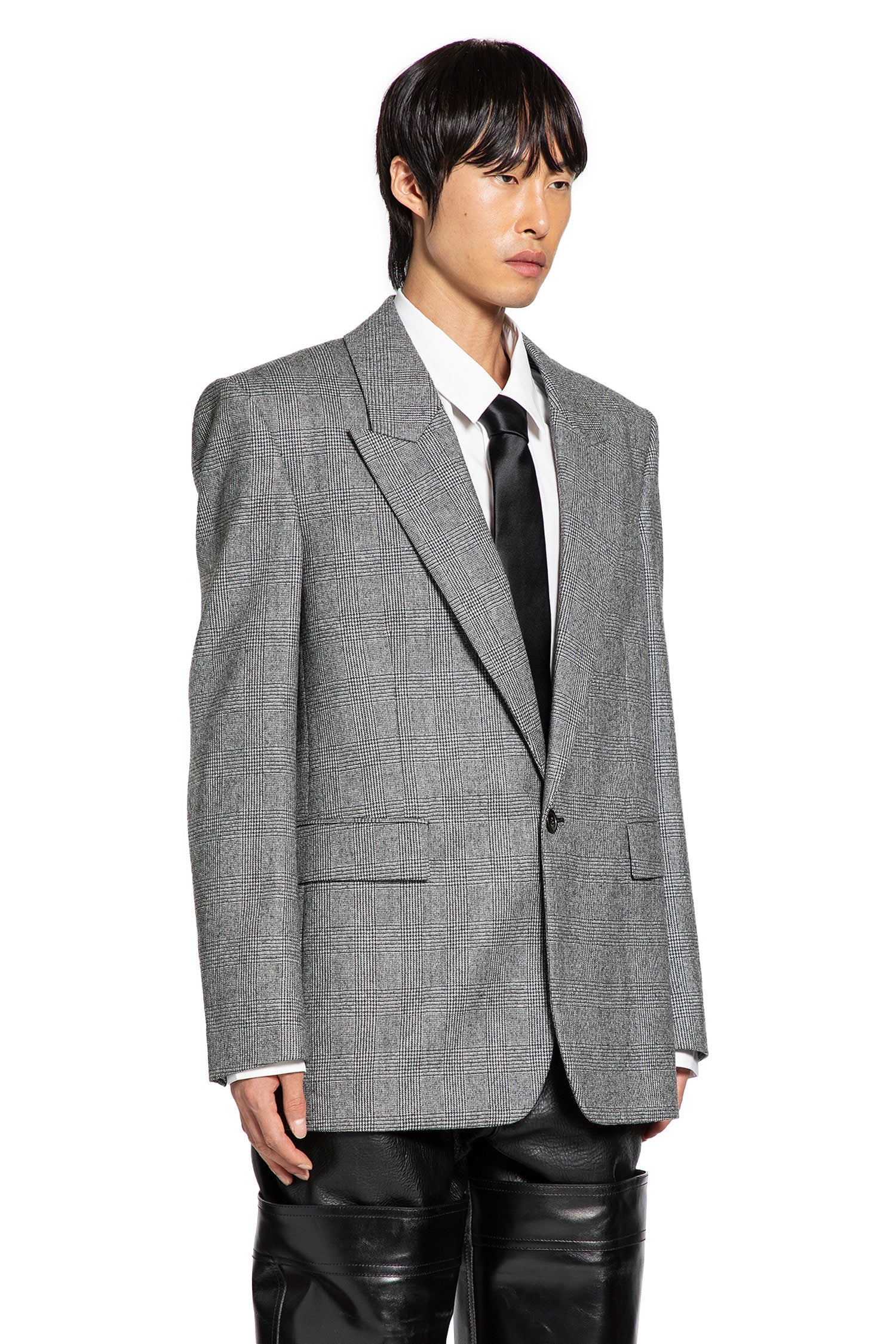 Blazer In Prince Of Wales Wool Flannel Saint laurent – Гарантія оригінальності – детальний вид - SAINT LAURENT