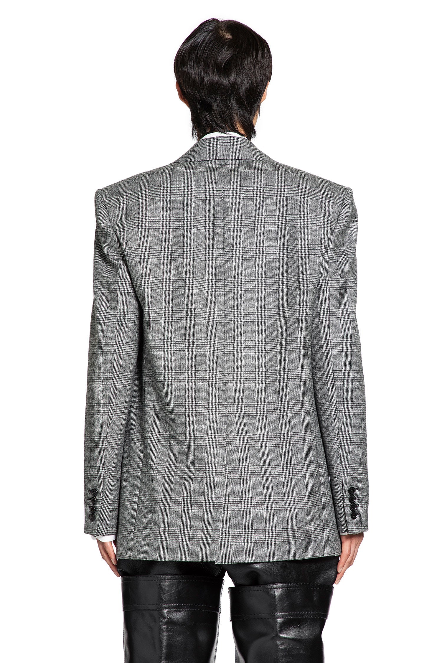 Blazer In Prince Of Wales Wool Flannel Saint laurent – Гарантія оригінальності – збільшений вид - SAINT LAURENT