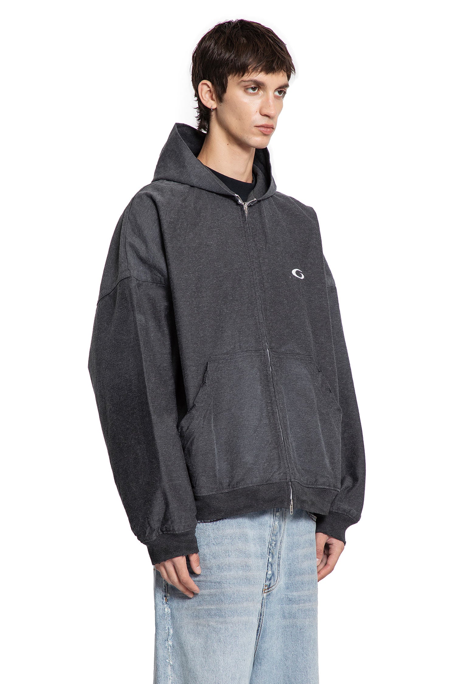 Оригінальна Trompe Loeil Hoodie In Cotton Denim Balenciaga – детальний вид