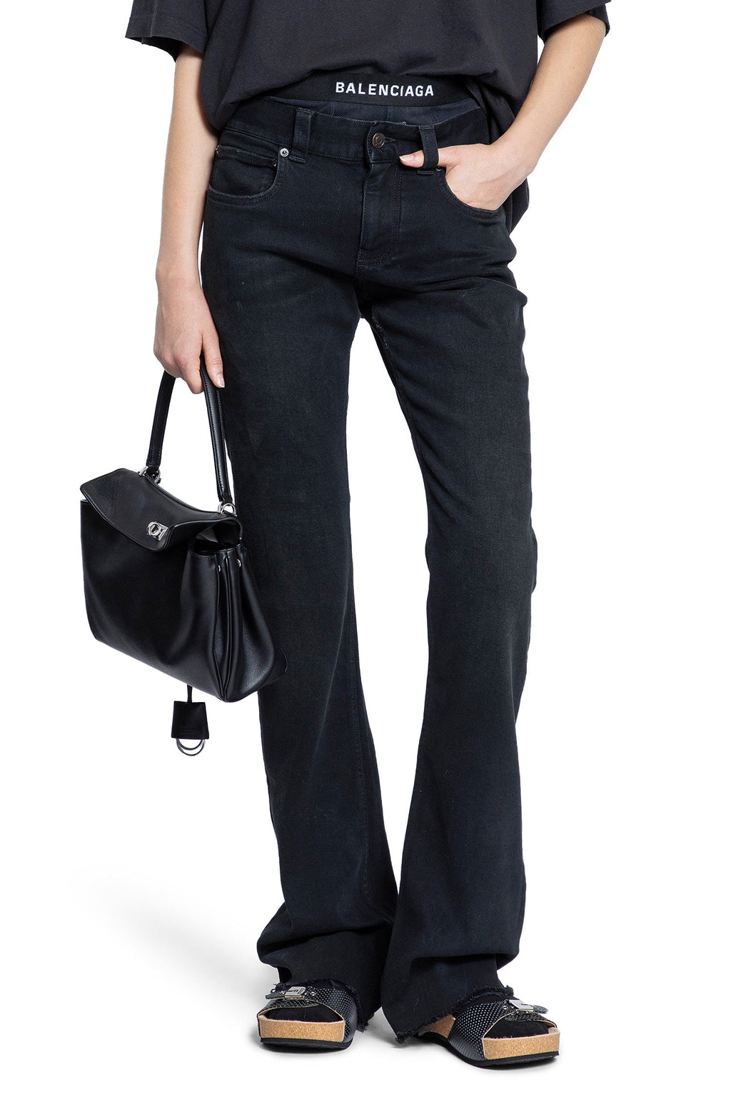 Slim Fit Bootcut Pants In Cotton Denim Balenciaga оригінал – Купити в Україні – боковий вид