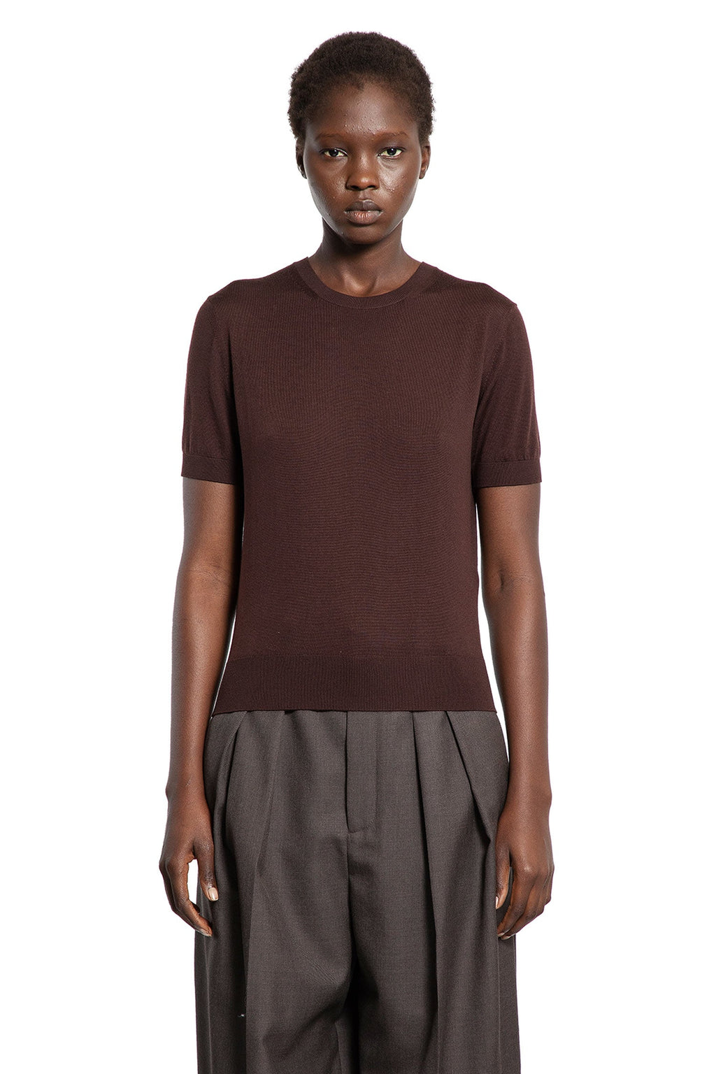 Оригінальна Short Sleeves Sweater In Wool Saint laurent – вид ззаду