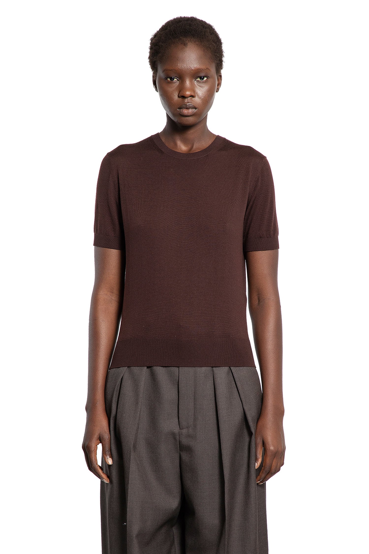 Оригінальна Short Sleeves Sweater In Wool Saint laurent – вид ззаду