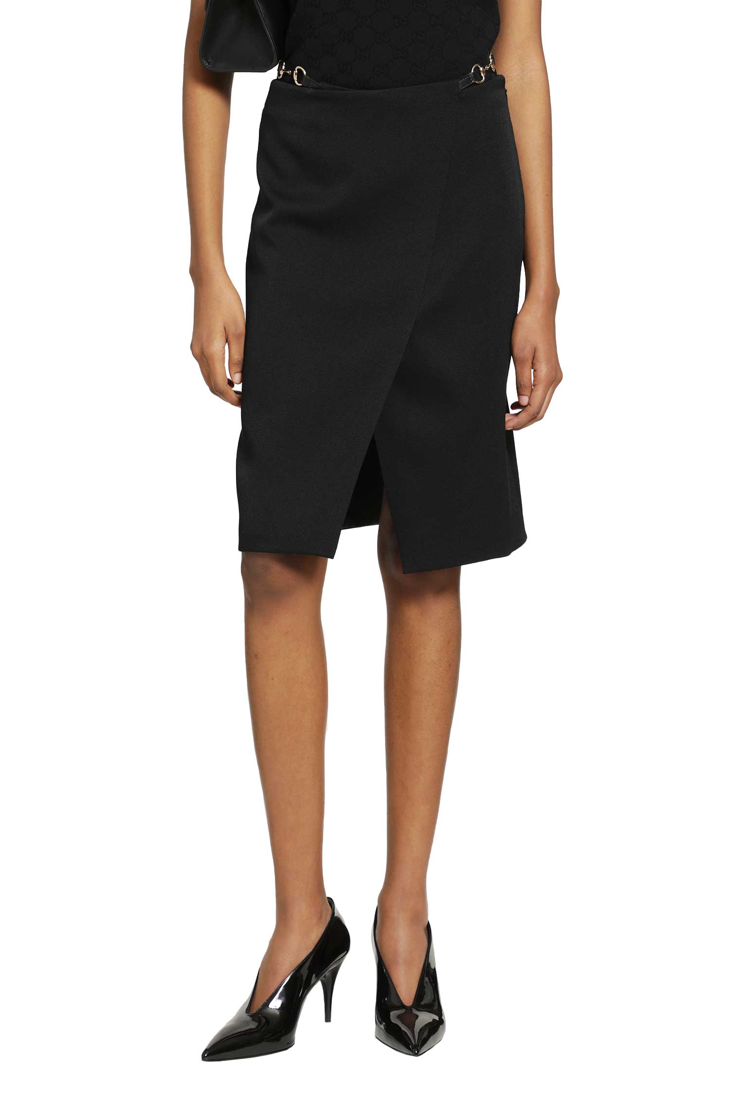 Wool Drill Knee Lenght Skirt Gucci – Гарантія оригінальності – боковий вид