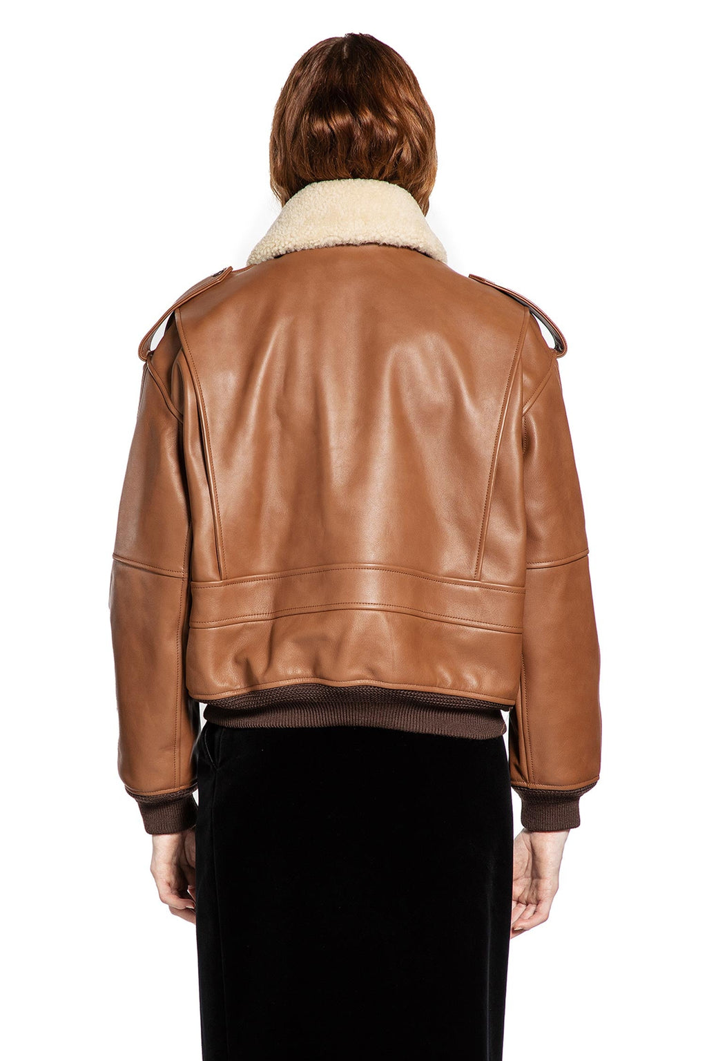 Bomber In Grained Leather And Shearling Saint laurent – Гарантія оригінальності – збільшений вид
