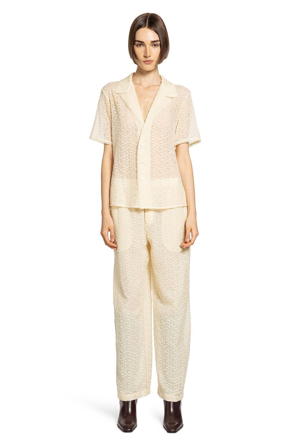 Cotton Blend Long Jumpsuit Set Saint laurent – Гарантія оригінальності – вид ззаду