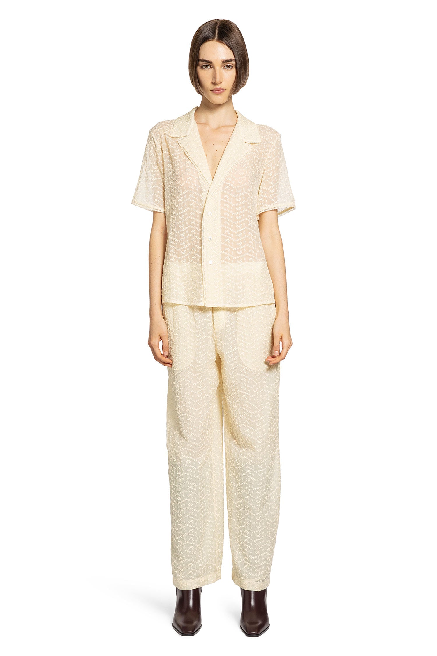 Cotton Blend Long Jumpsuit Set Saint laurent – Гарантія оригінальності – вид ззаду