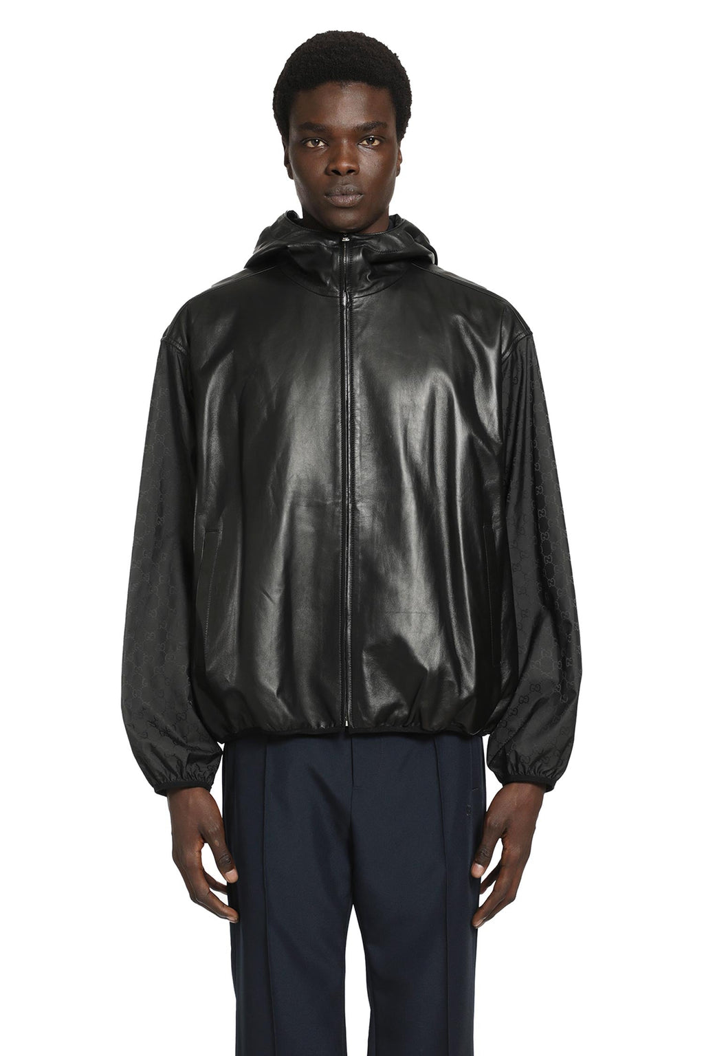 Hooded Leather Bomber Jacket Gucci оригінал – Купити в Україні – вид ззаду