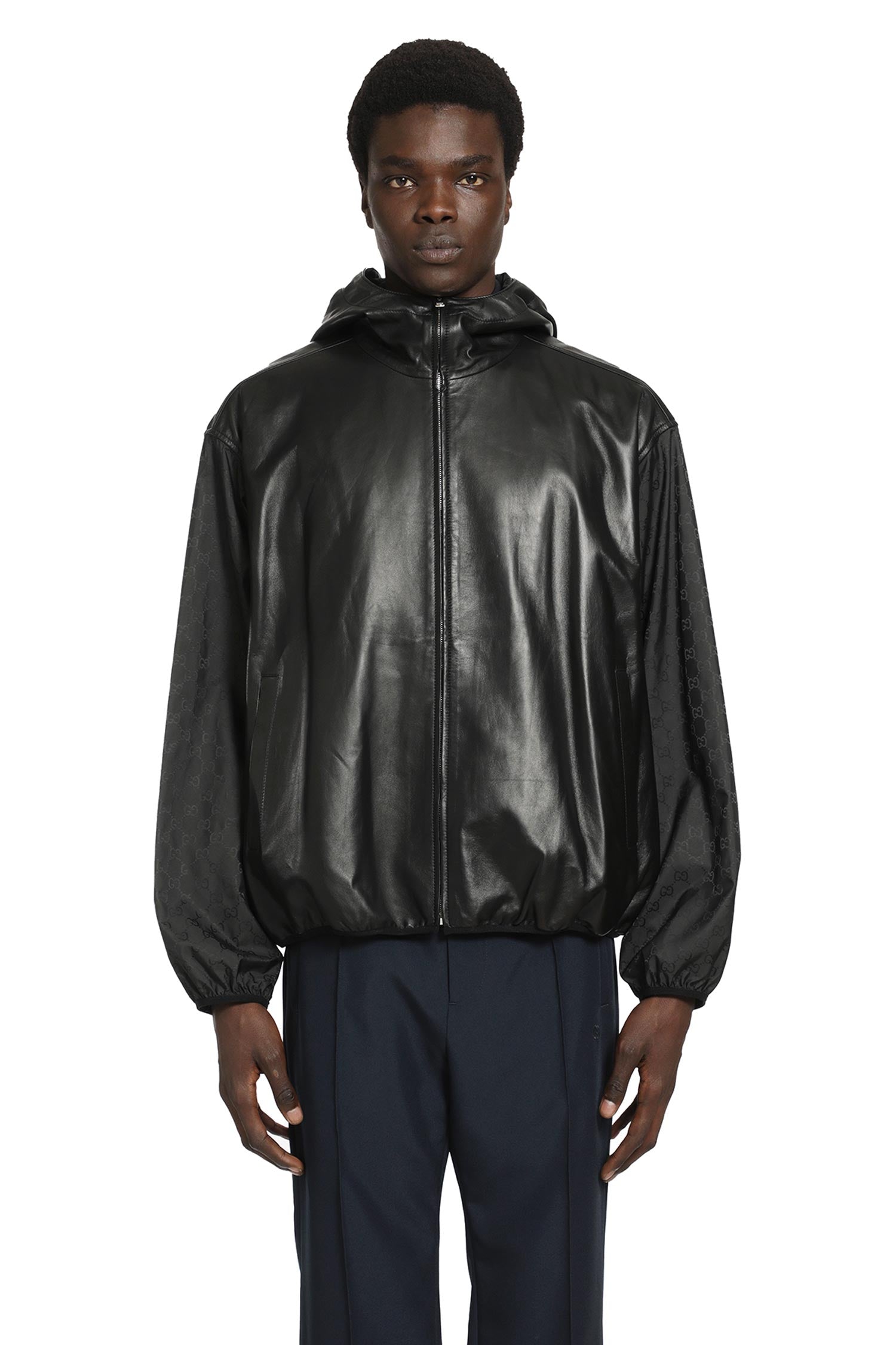 Hooded Leather Bomber Jacket Gucci оригінал – Купити в Україні – вид ззаду