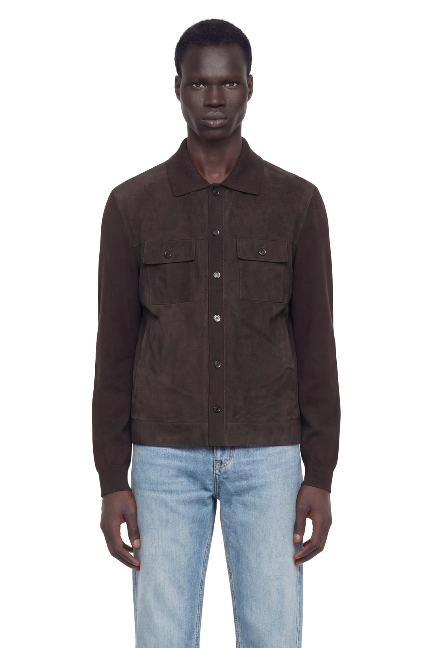 Suede And Silk Cotton Knit Overshirt Gucci – Гарантія оригінальності – боковий вид