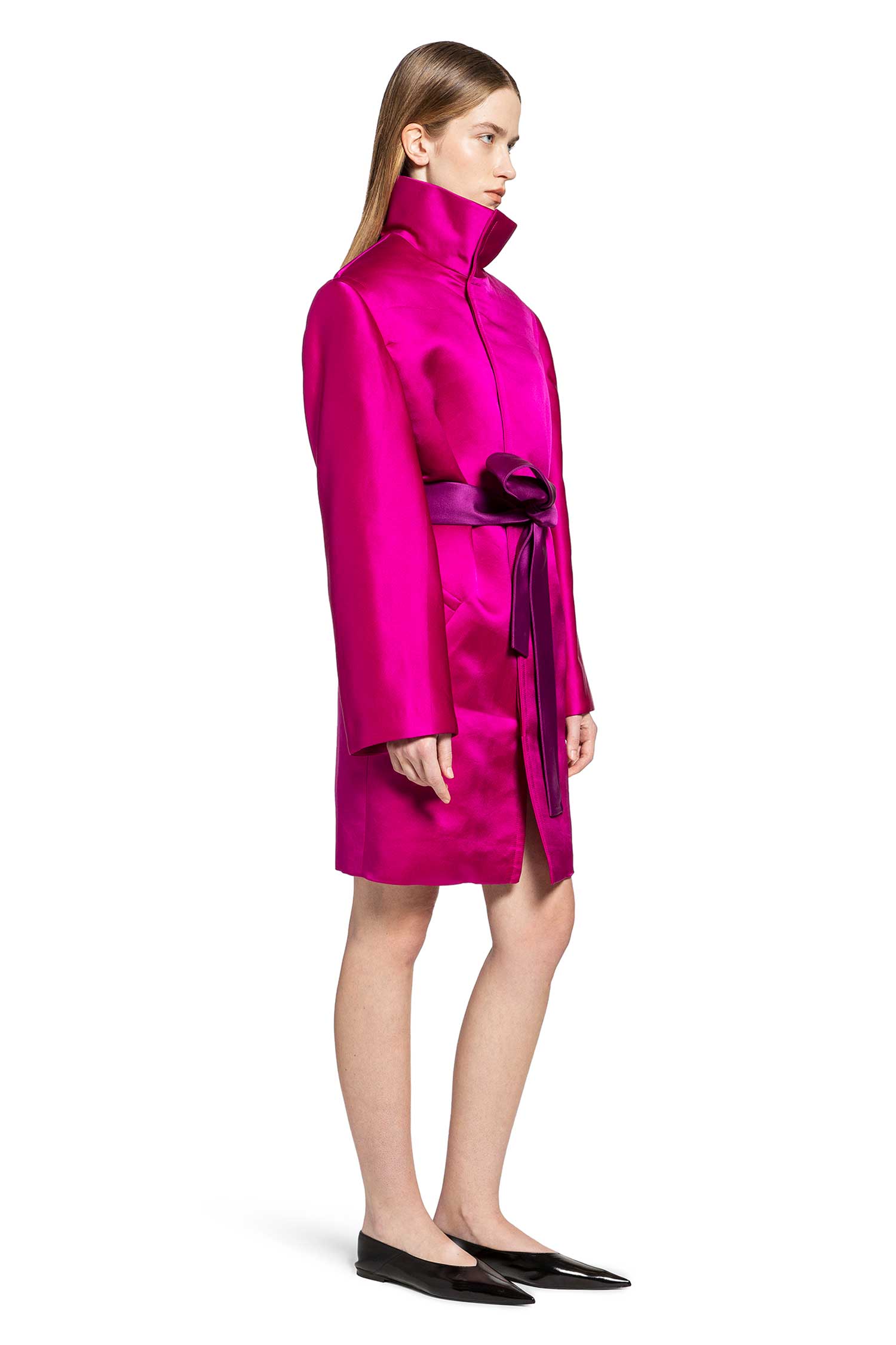 Boxy Belted Coat In Silk Satin Saint laurent оригінал – Купити в Україні – детальний вид