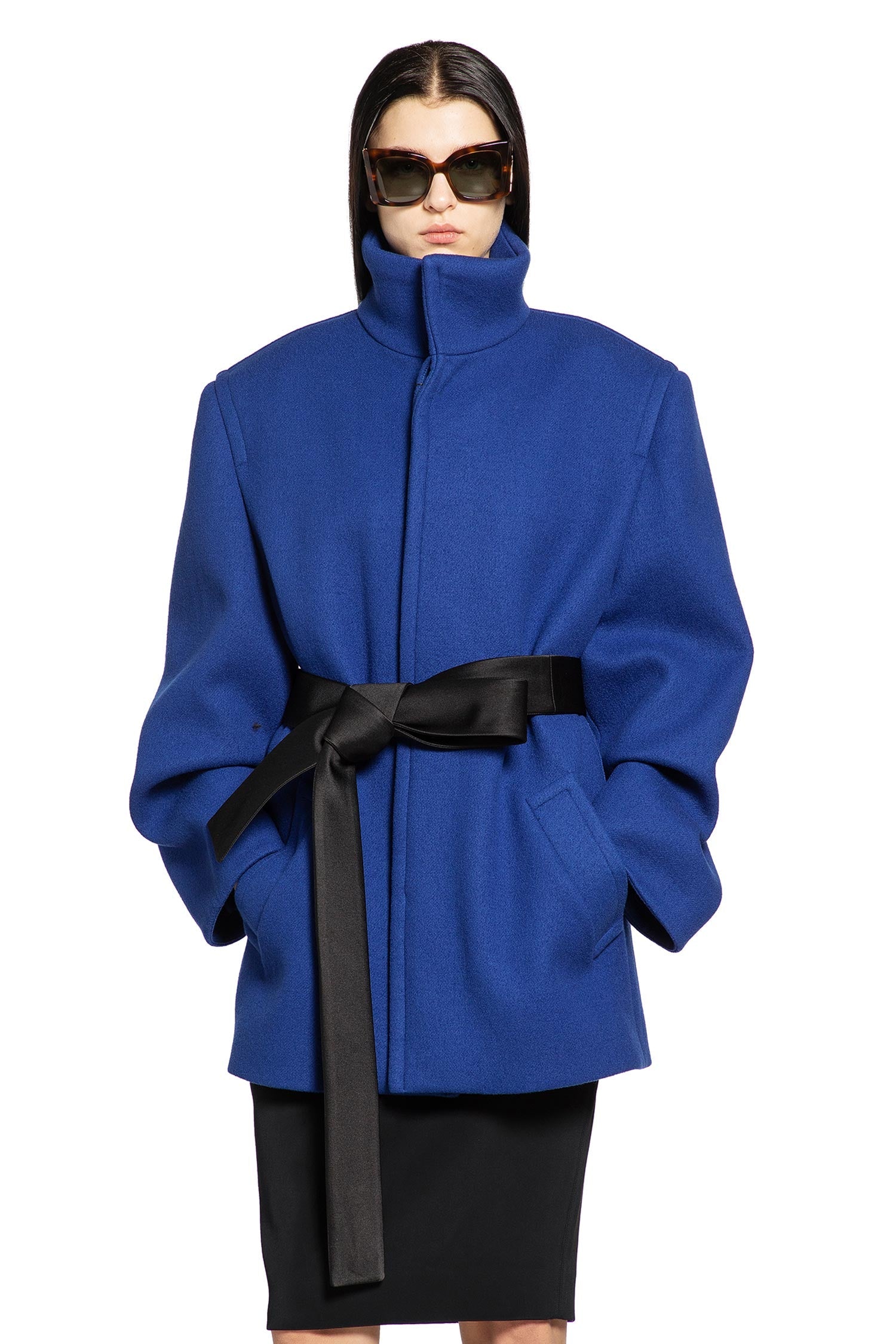 Belted Wool Coat Saint laurent – Гарантія оригінальності – боковий вид