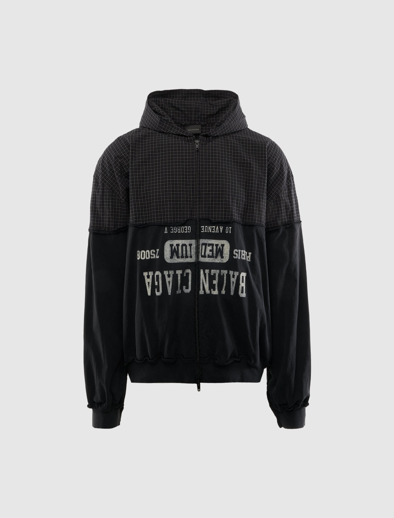 Check Poplin Hoodie Balenciaga – Гарантія оригінальності – боковий вид - BALENCIAGA