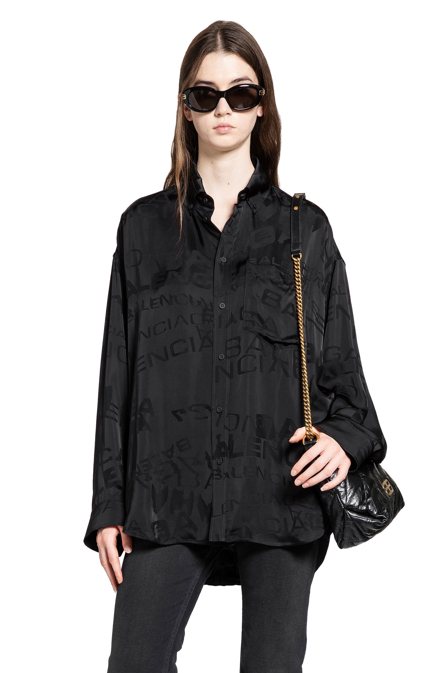 Оригінальна Logo Jacquard Satin Shirt Balenciaga – боковий вид
