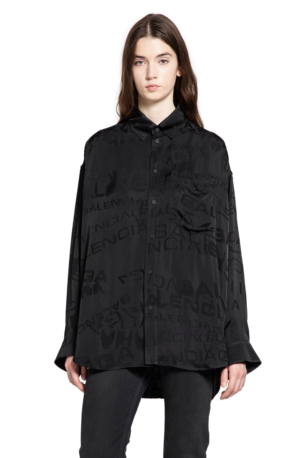 Оригінальна Logo Jacquard Satin Shirt Balenciaga – вид ззаду