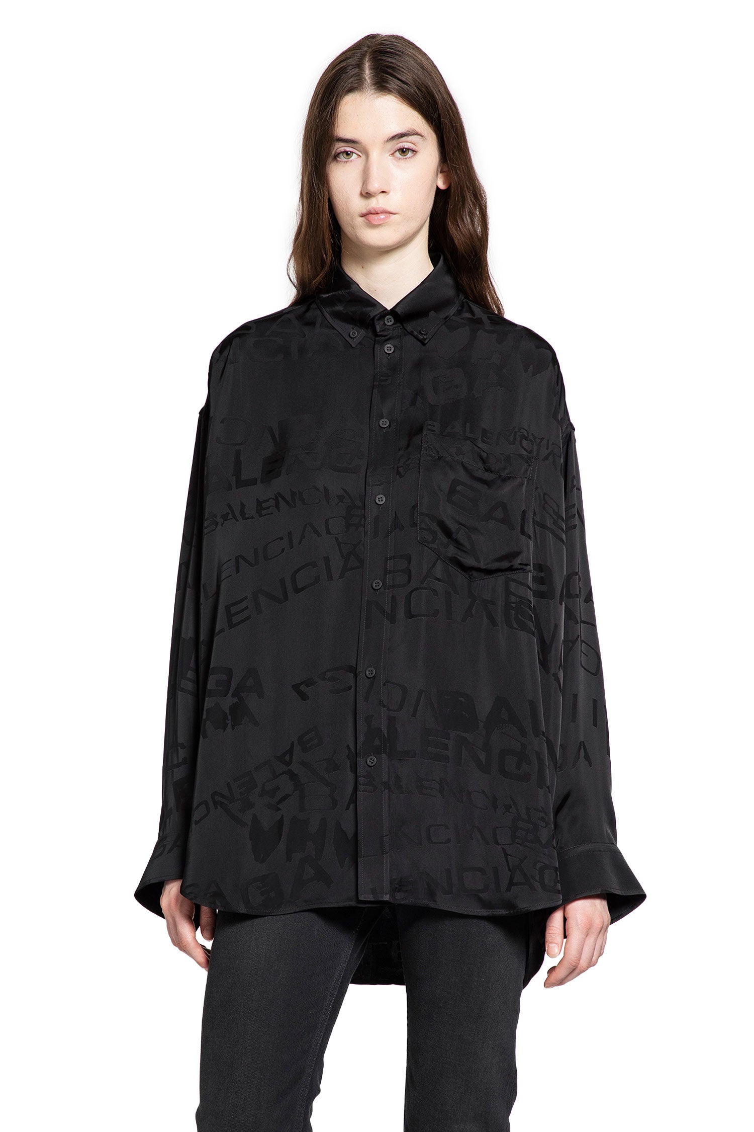 Оригінальна Logo Jacquard Satin Shirt Balenciaga – вид ззаду