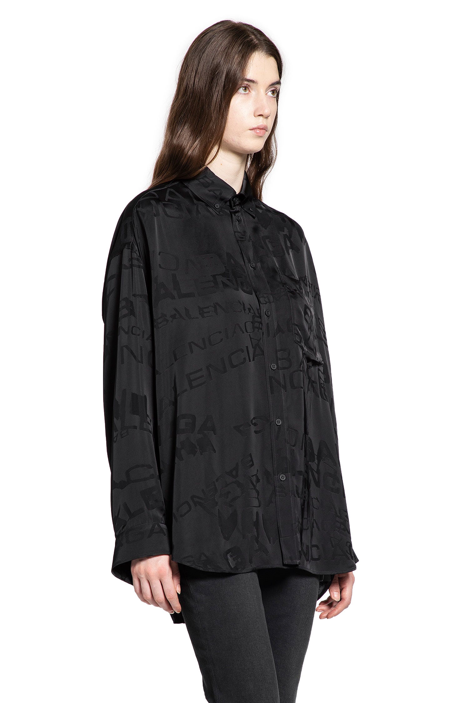 Оригінальна Logo Jacquard Satin Shirt Balenciaga – детальний вид