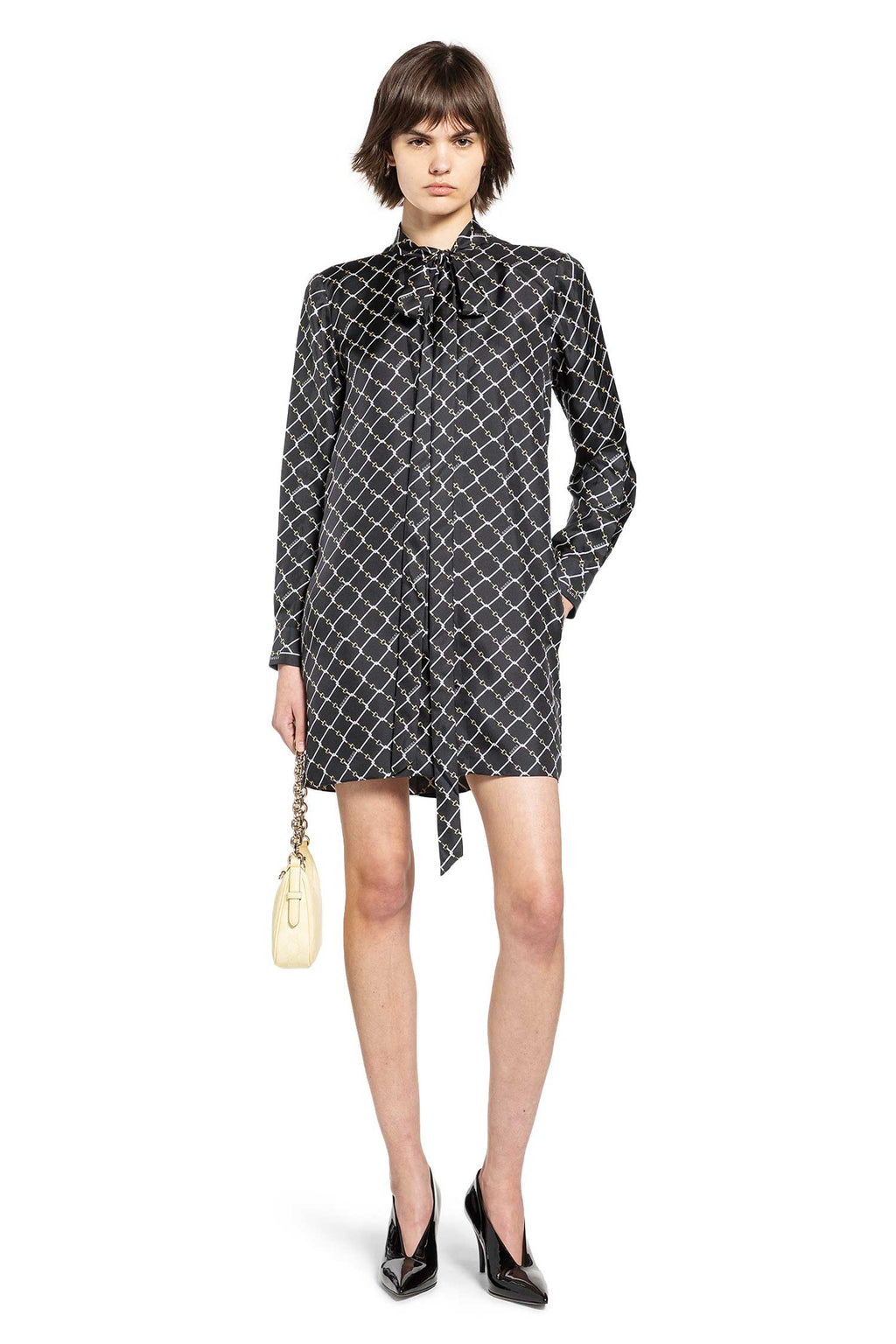 Horsebit Print Silk Twill Dress Gucci – Гарантія оригінальності – боковий вид