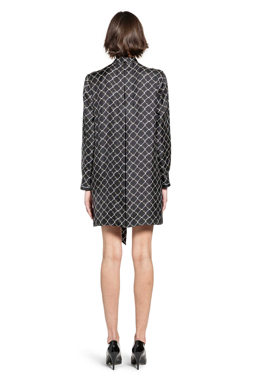 Horsebit Print Silk Twill Dress Gucci – Гарантія оригінальності – збільшений вид