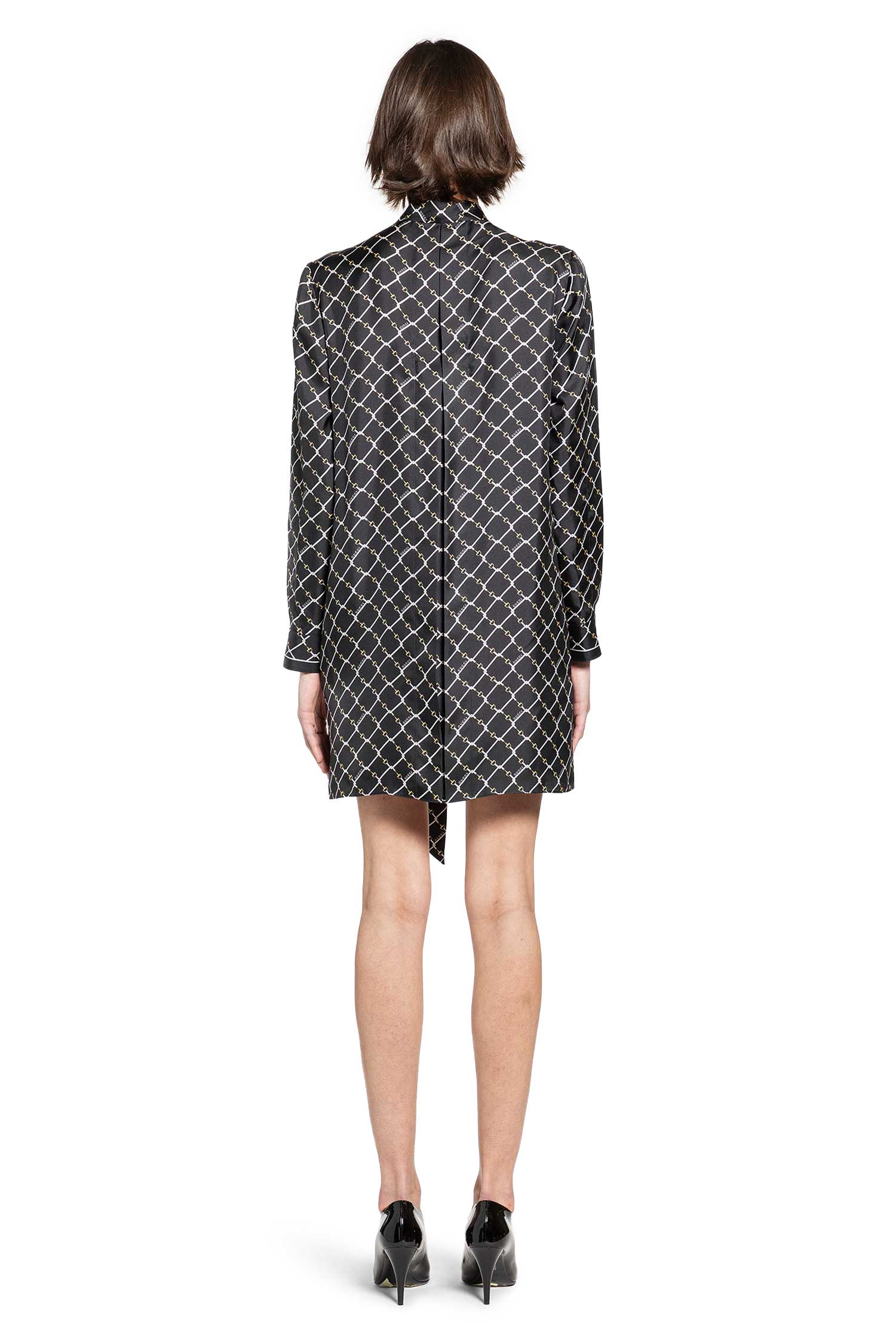 Horsebit Print Silk Twill Dress Gucci – Гарантія оригінальності – збільшений вид