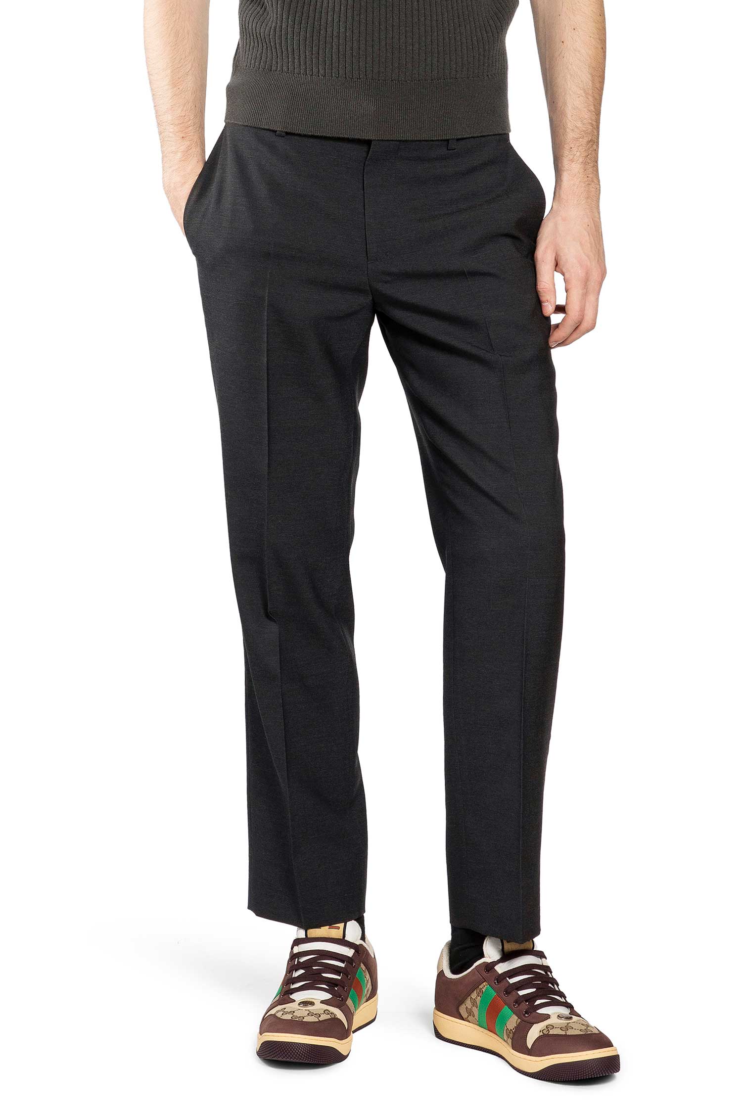Оригінальна Wool Straight Leg Pants Gucci – боковий вид