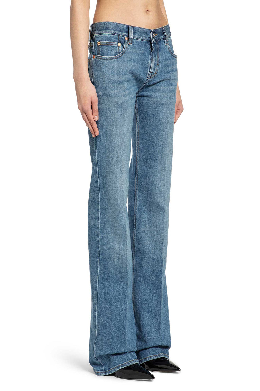 Оригінальна Flared Stretch Cotton Denim Trousers Gucci – детальний вид
