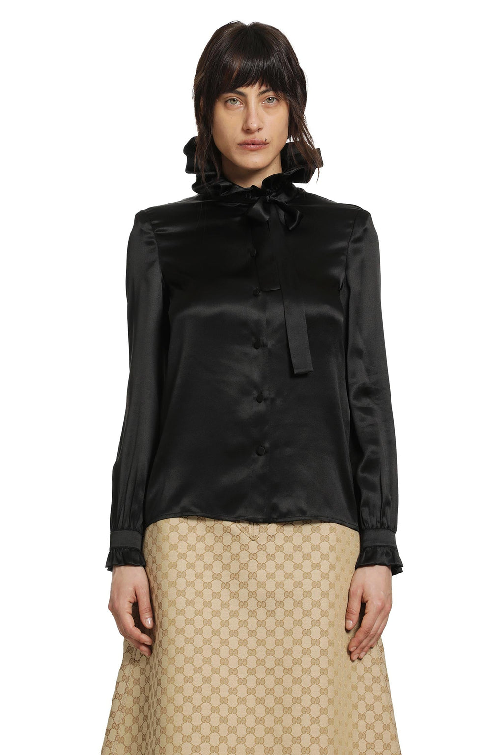Silk Satin Ruffled Shirt Gucci оригінал – Купити в Україні – боковий вид