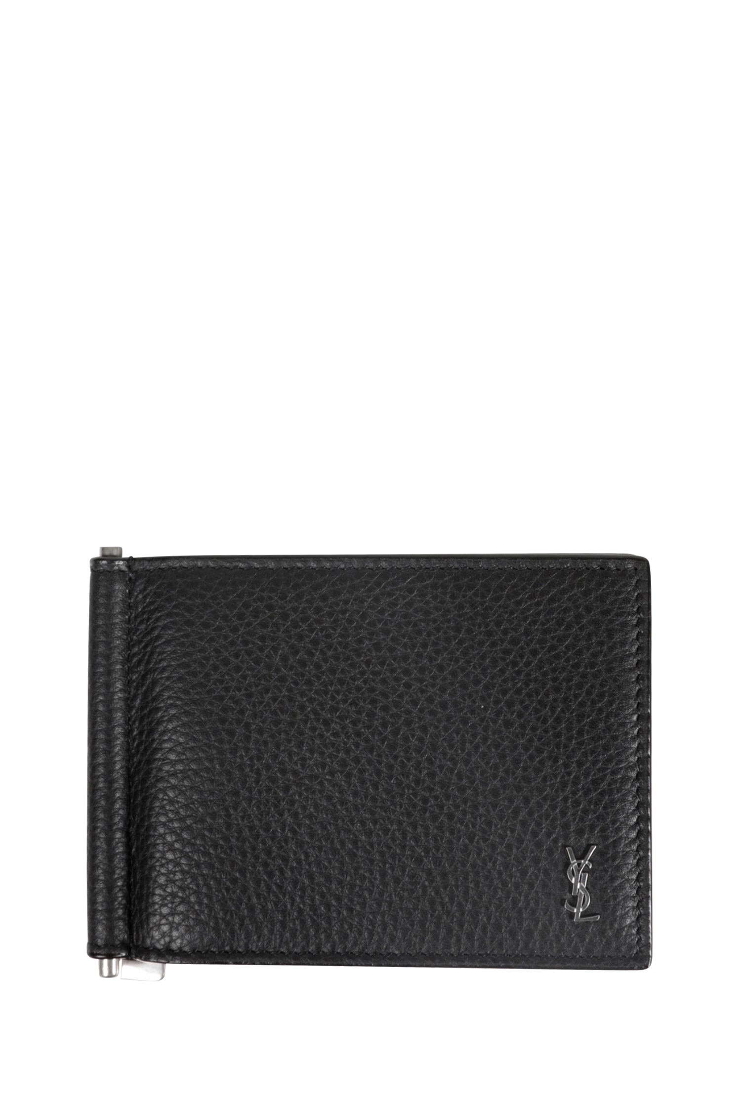 Оригінальна Grained Leather Bill Clip Wallet Saint laurent – боковий вид
