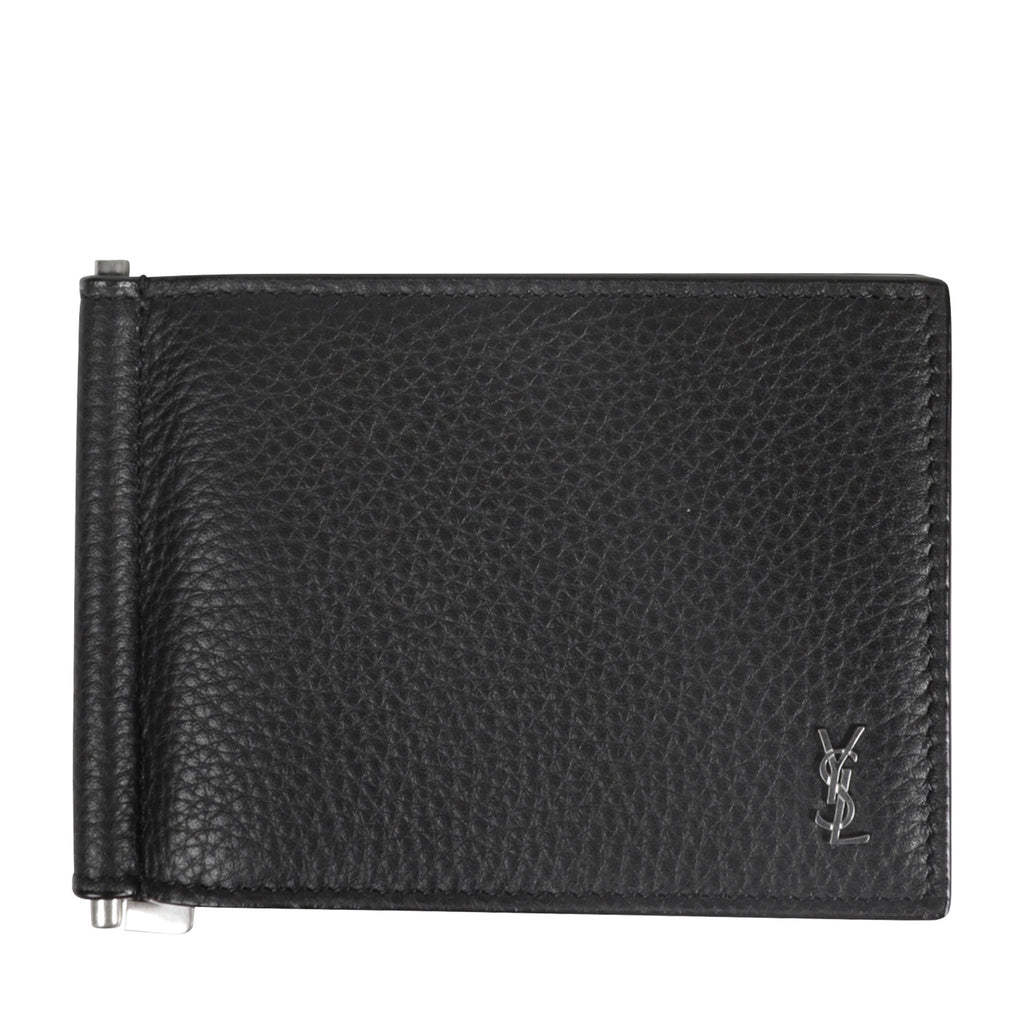Оригінальна Grained Leather Bill Clip Wallet Saint laurent – збільшений вид