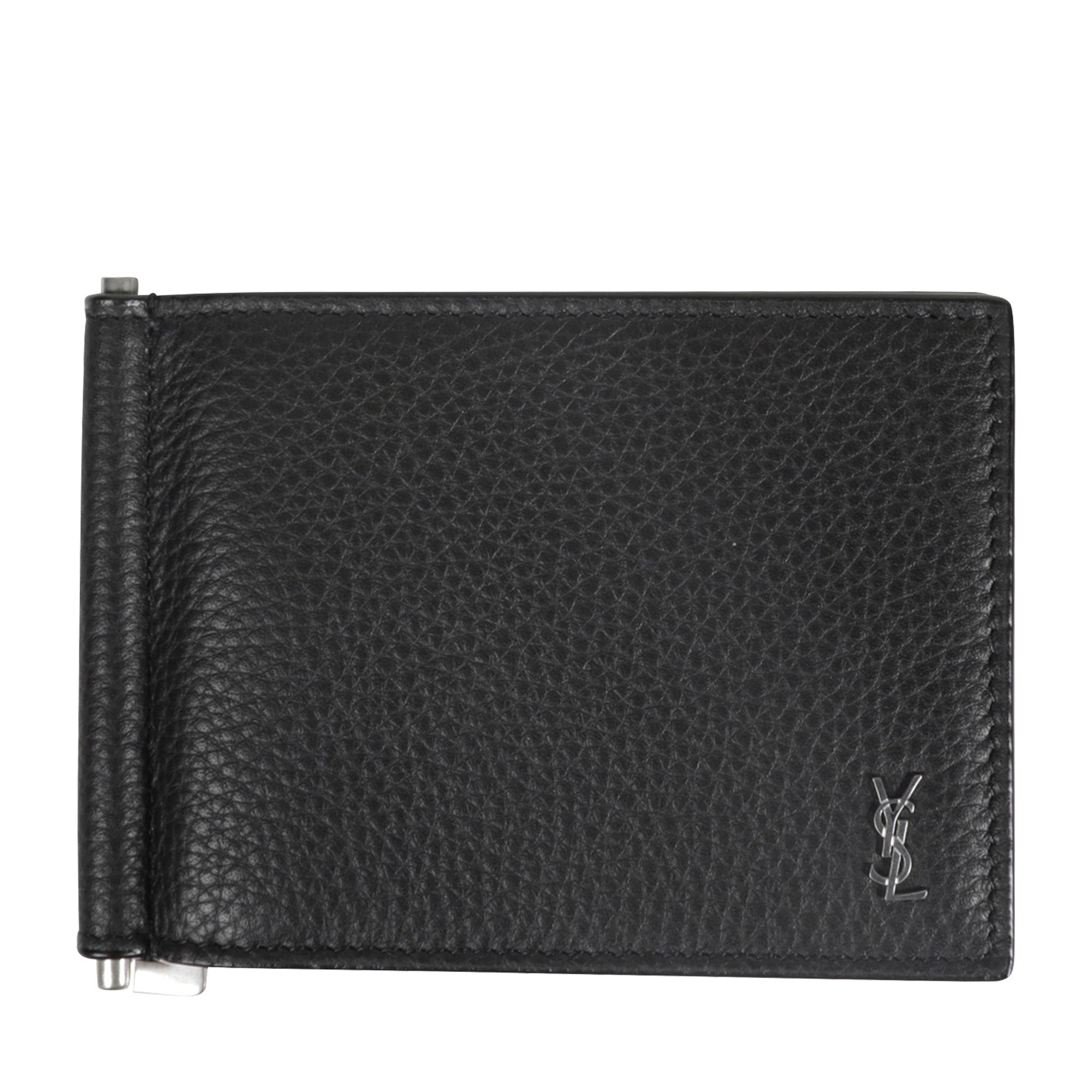 Оригінальна Grained Leather Bill Clip Wallet Saint laurent – збільшений вид