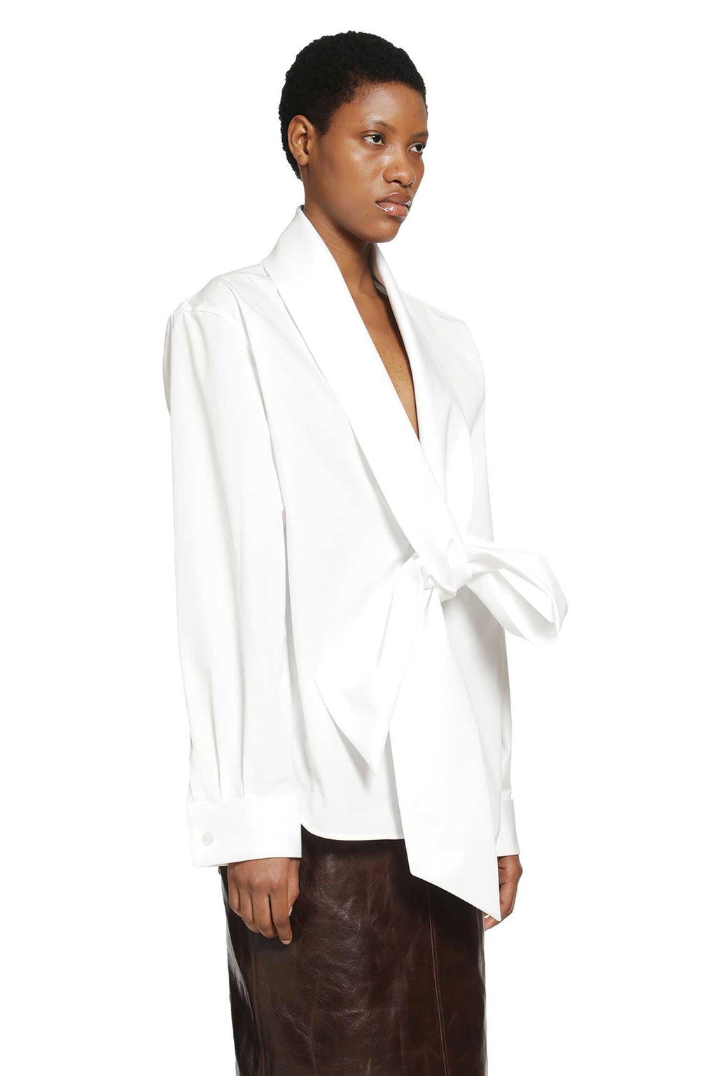 Lavallière Shirt In Cotton Poplin Saint laurent оригінал – Купити в Україні – детальний вид