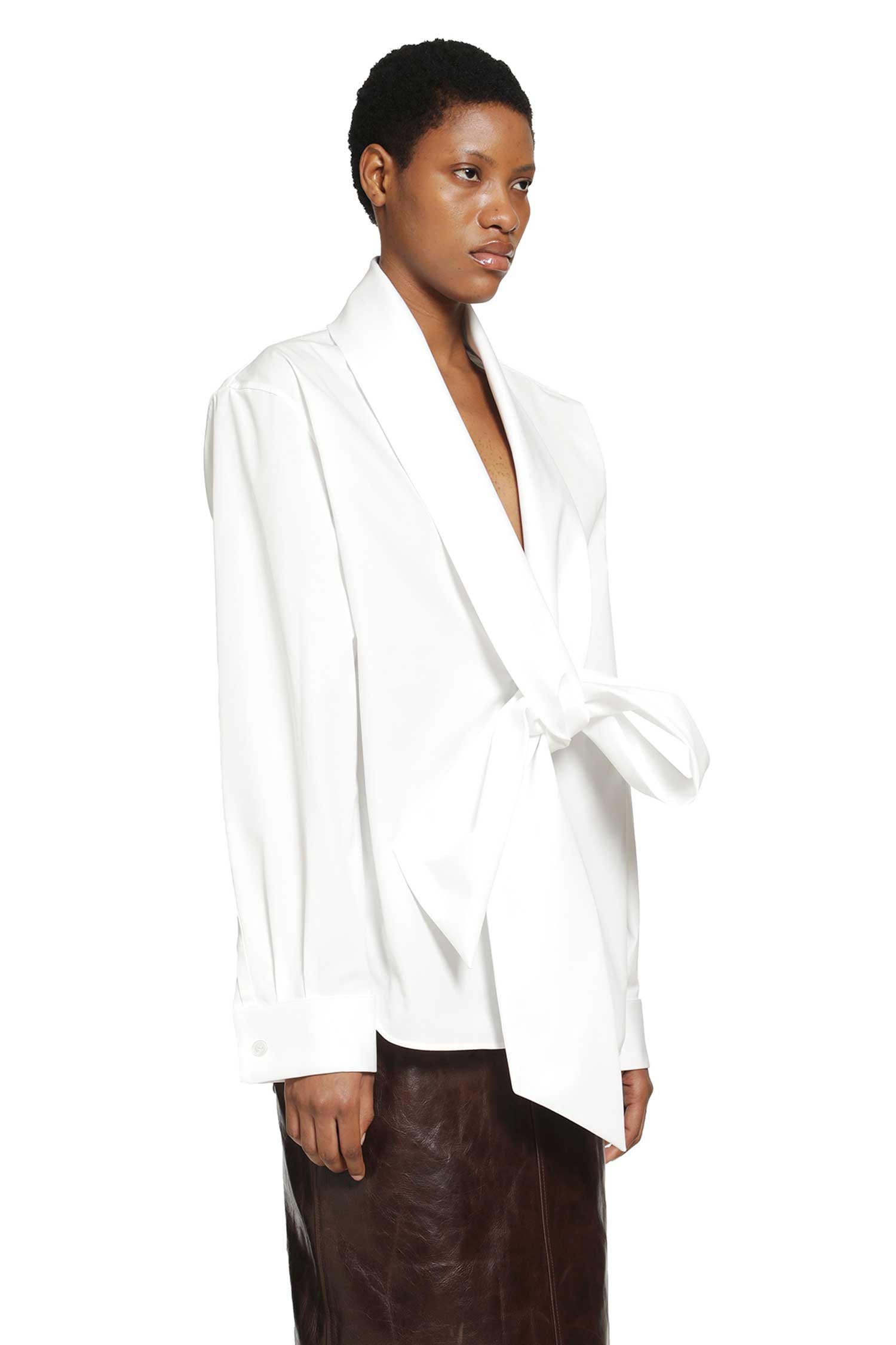 Lavallière Shirt In Cotton Poplin Saint laurent оригінал – Купити в Україні – детальний вид