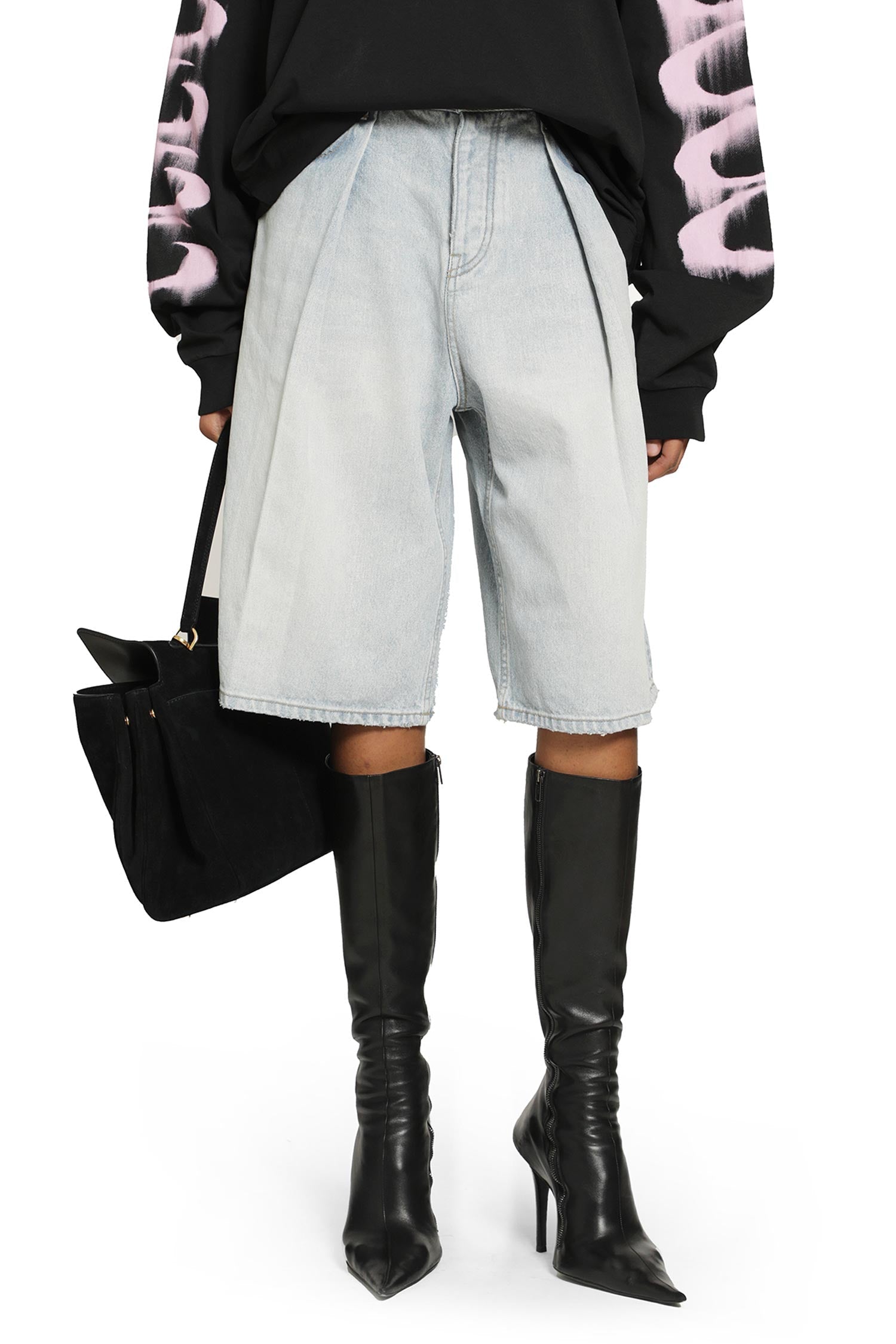 Pleated Denim Shorts Balenciaga оригінал – Купити в Україні – боковий вид