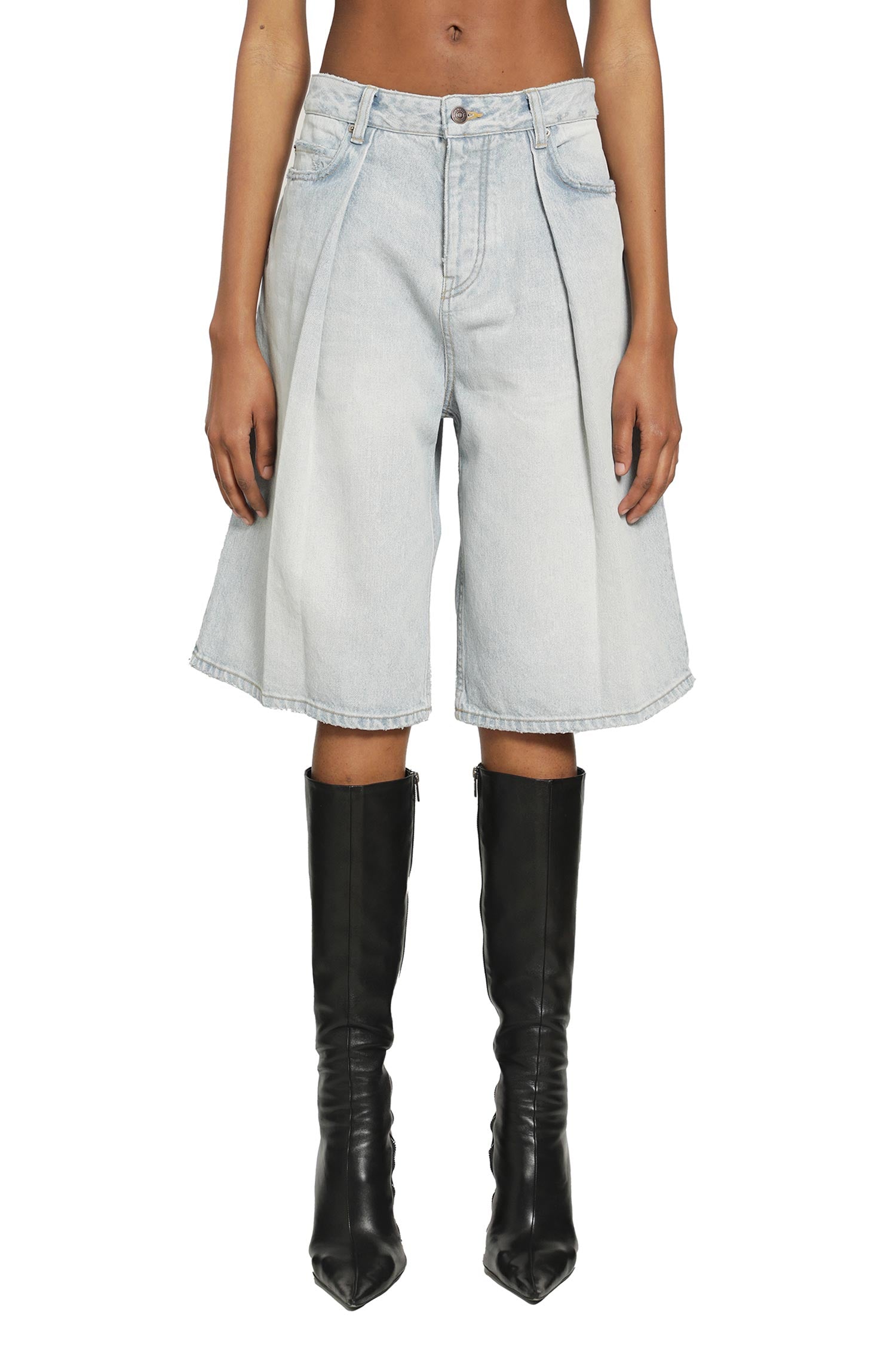 Pleated Denim Shorts Balenciaga оригінал – Купити в Україні – вид ззаду