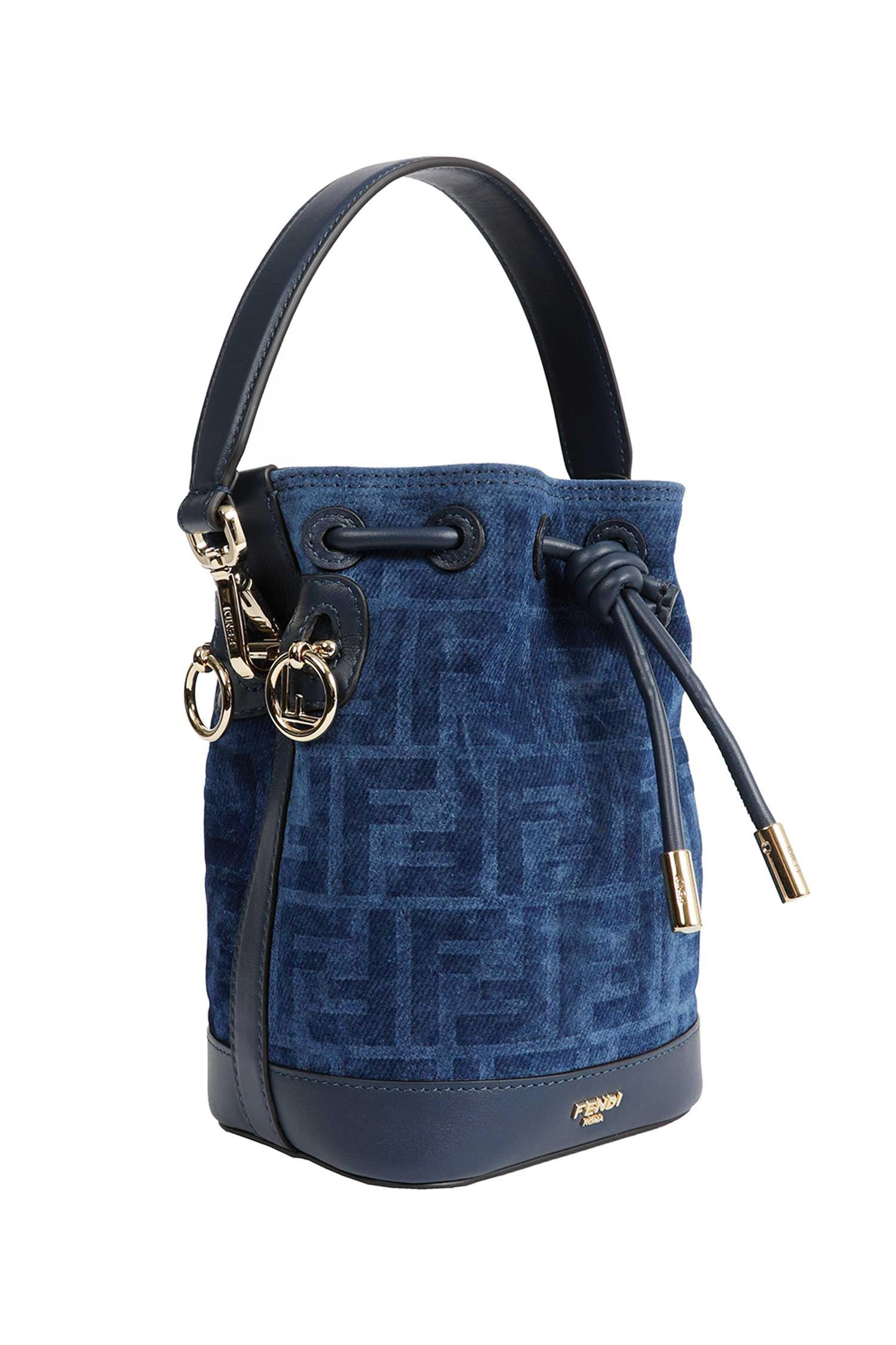 Mini Mon Tresor Ff Denim Flock Bucket Bag Fendi оригінал – Купити в Україні – вид ззаду