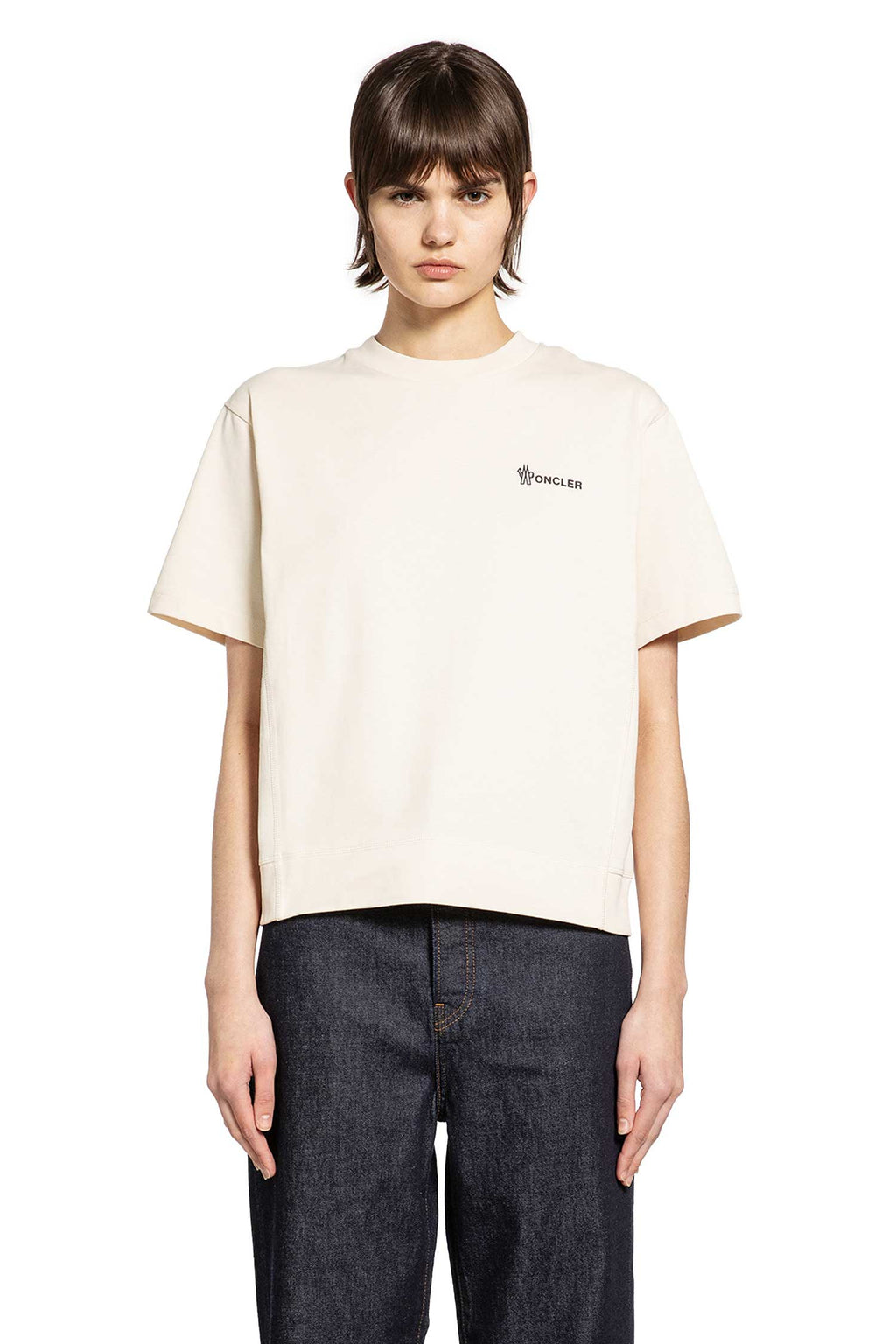 Embossed Logo Cotton T-Shirt Moncler оригінал – Купити в Україні – боковий вид