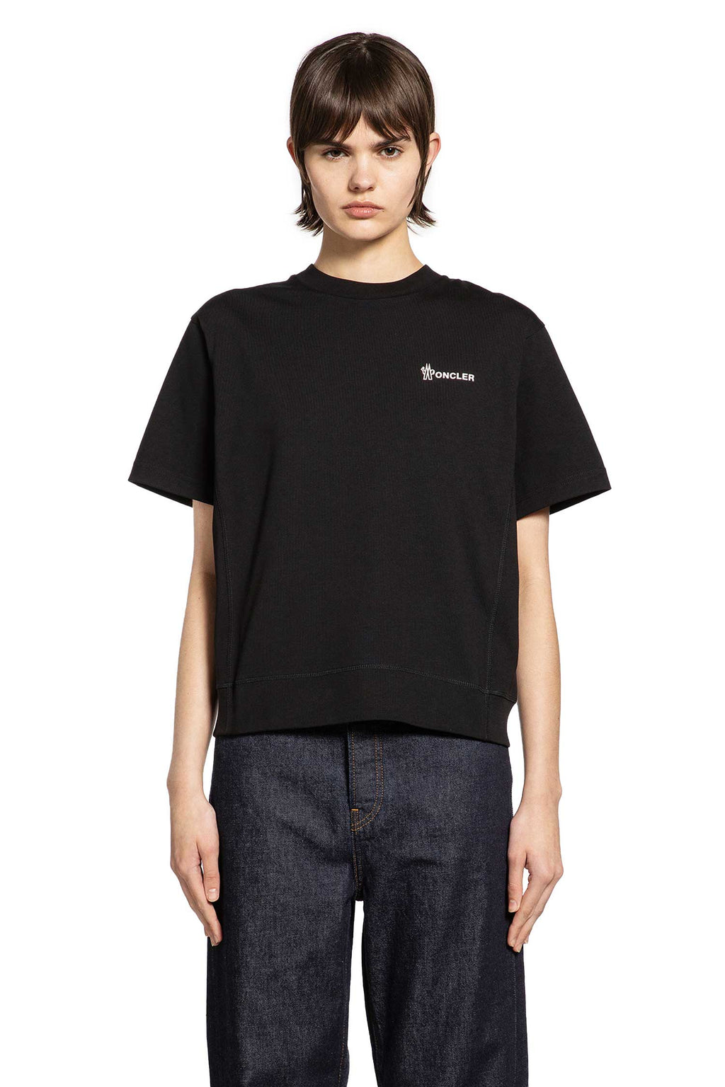Embossed Logo Cotton T-Shirt Moncler оригінал – Купити в Україні – боковий вид