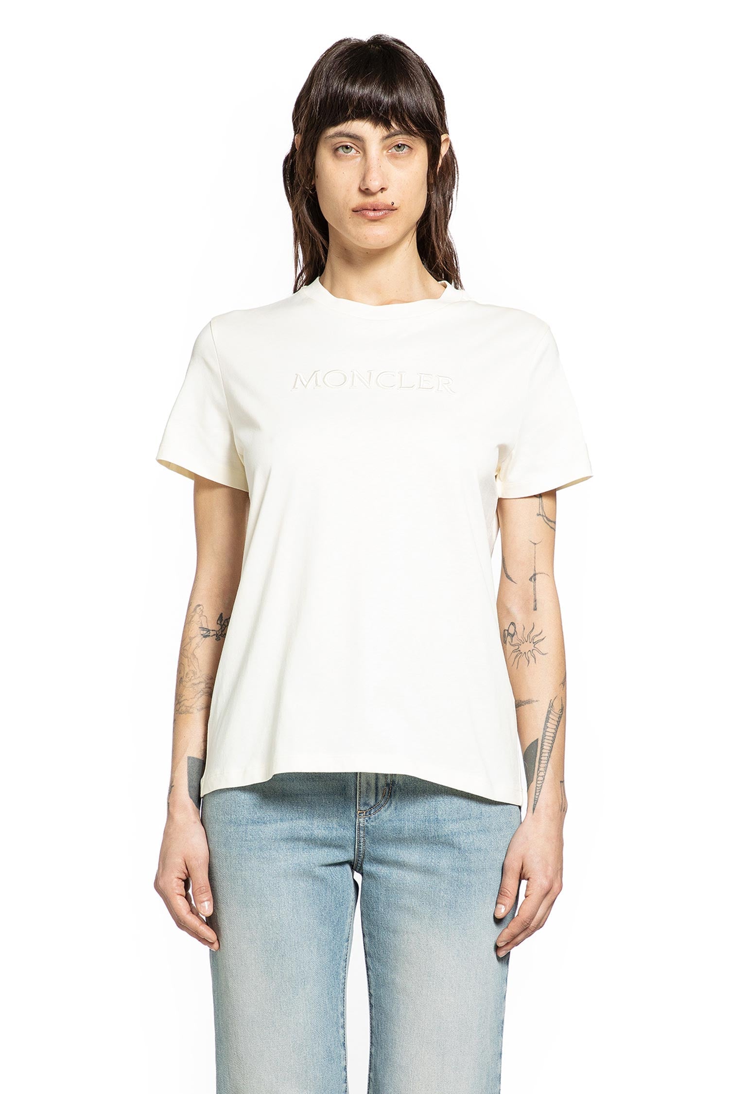 Оригінальна Embroidered Tonal Logo Cotton T-Shirt Moncler – боковий вид
