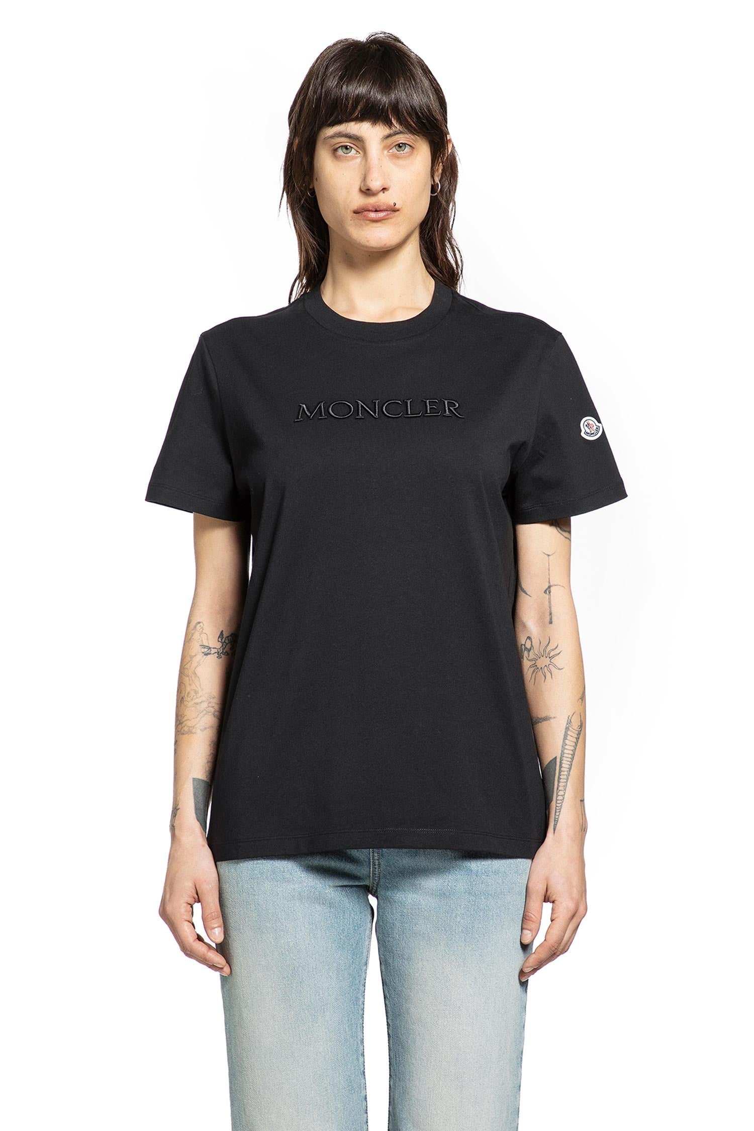 Оригінальна Embroidered Tonal Logo Cotton T-Shirt Moncler – боковий вид